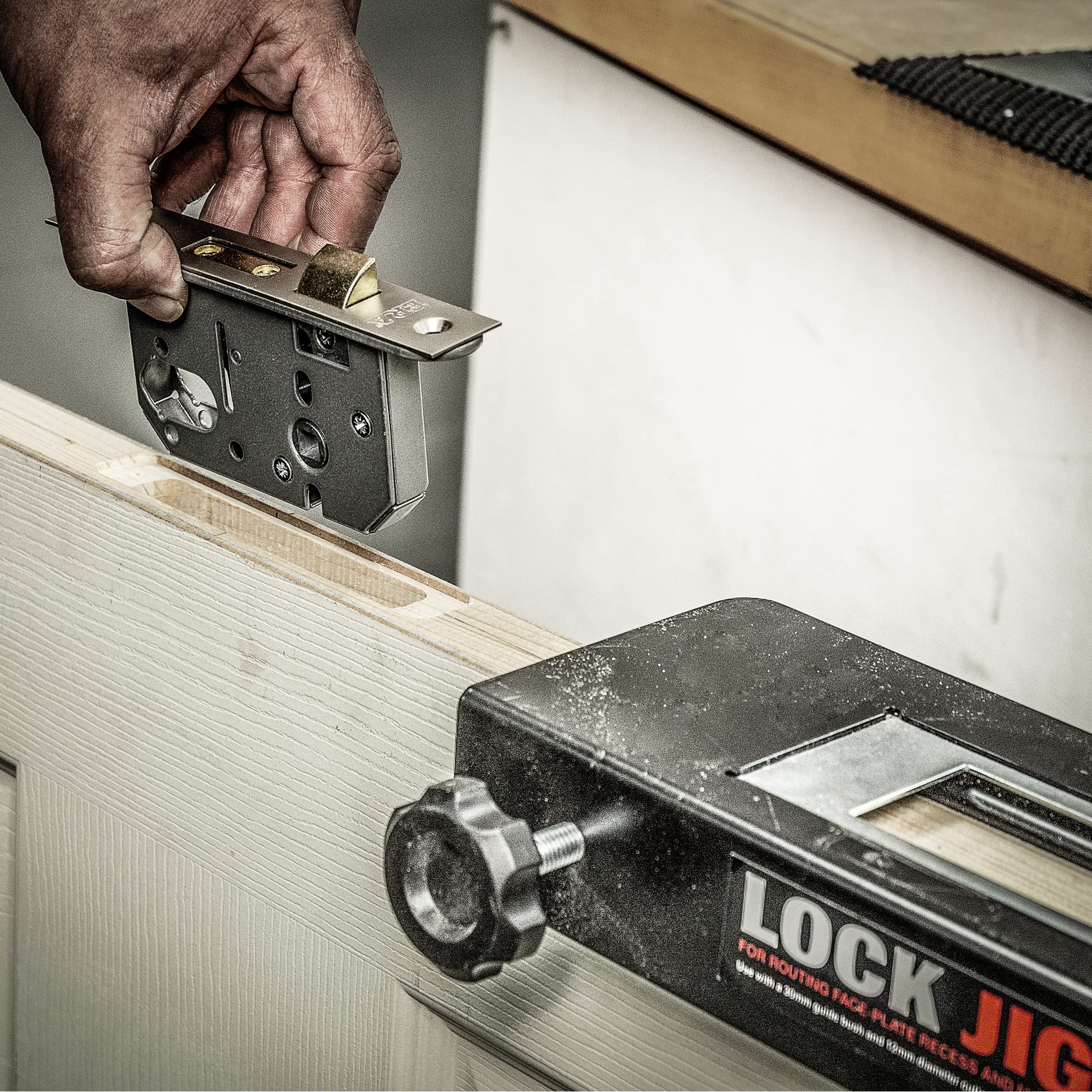 Premium Lock Jig Kit for Woodworking - Perfect for Routing Face-Plate Recess & Mortise Joints | Ideal for Cabinet Making, Door Installation & Furniture Building