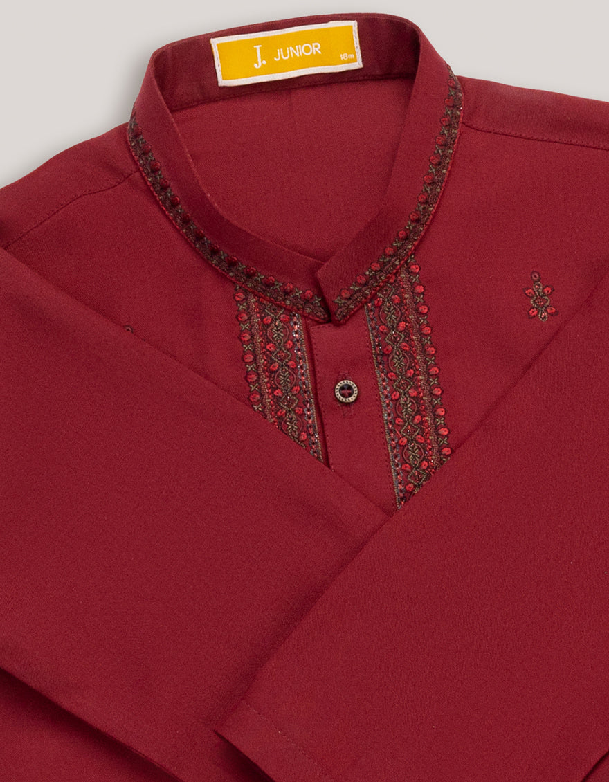 Blended Maroon Shalwar Kameez by J. Junaid Jamshed | Traditional Pakistani Outfit for Men | Perfect for Weddings, Eid & Special Occasions