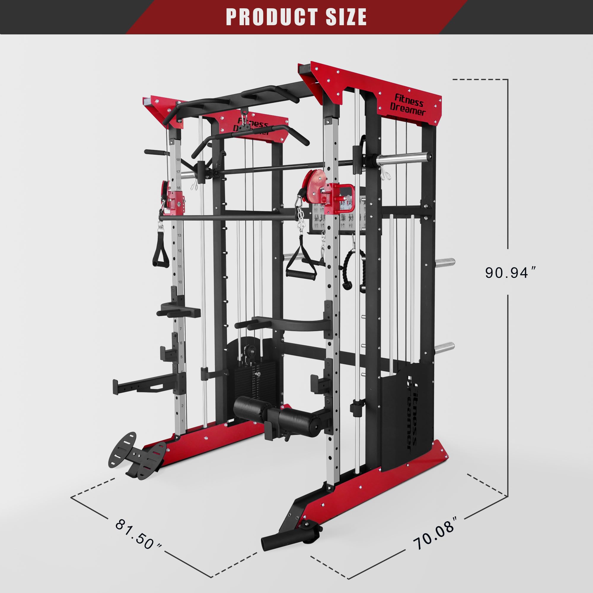Smith Machine for Home Gym - Heavy Duty Power Rack with Safety Bars for Weightlifting & Strength Training - Perfect for Squats, Bench Press, and Full-Body Workouts