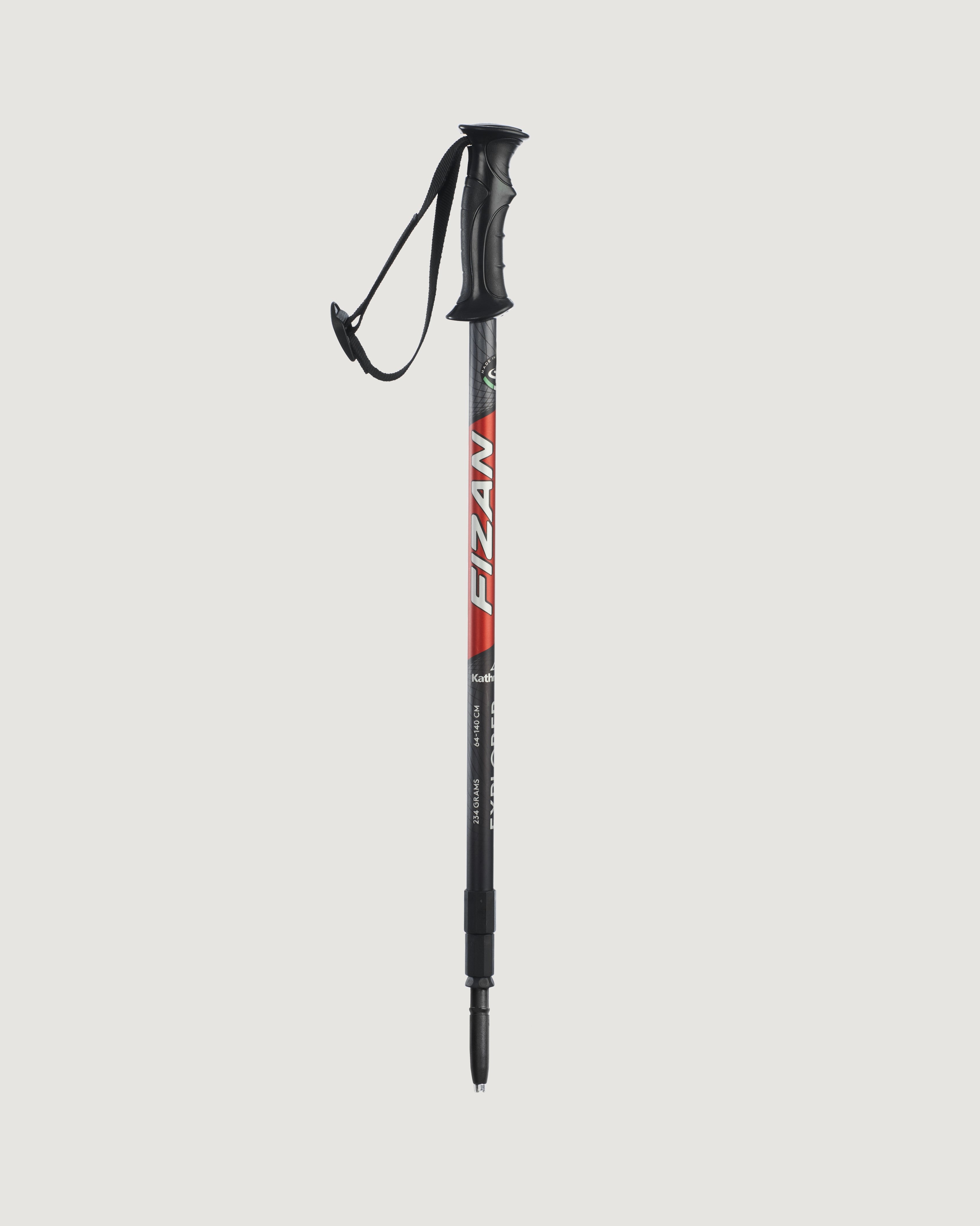 Fizan Explorer Trekking Pole - Lightweight Adjustable Hiking Stick for Men & Women - Black/Red - Perfect for Backpacking, Camping & Mountain Climbing