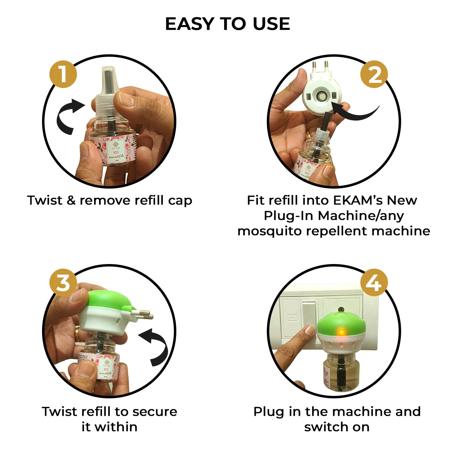 EKAM Plug In Air Freshener Refill - 45ml Mahogany Scent | Long-Lasting 500 Hours Freshness | Hassle-Free Room Odor Eliminator | Perfect for Home, Office, Bedroom, Bathroom & Car | Essential Oil-Based Liquid Air Freshener for Everyday Freshness