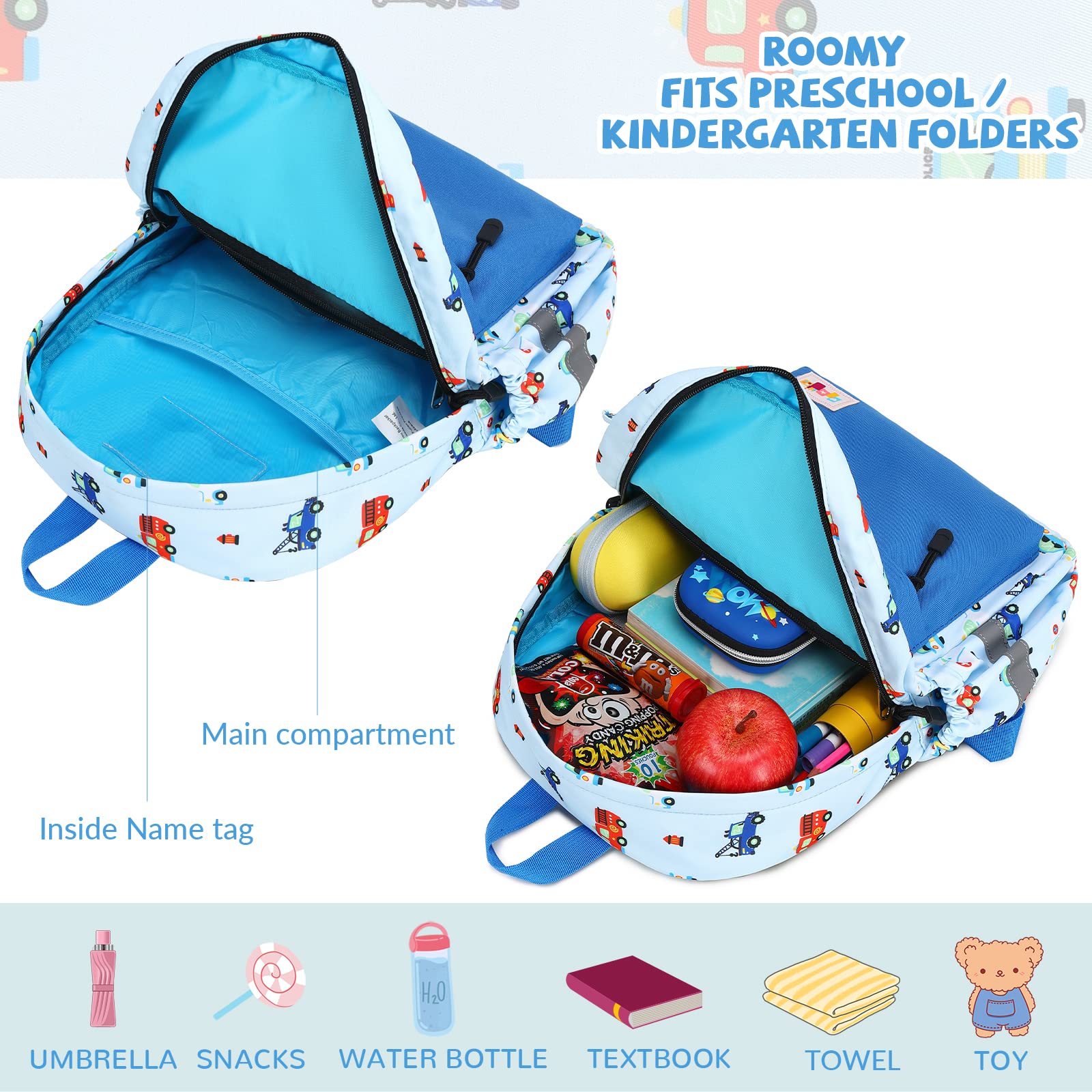 MyGreen Toddler Backpack for Boys & Girls - Adjustable Chest Strap, Lightweight Kids Backpack for Preschool, Daycare & Travel - Perfect for School Supplies & Outdoor Adventures