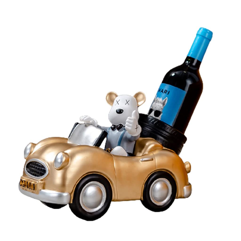 GTGX HK Bear-Shaped Resin Wine Rack - Creative Freestanding Liquor Shelf for Wine Bottle Storage & Home Decor | Perfect for Kitchen, Bar, Dining Room & Gift Giving