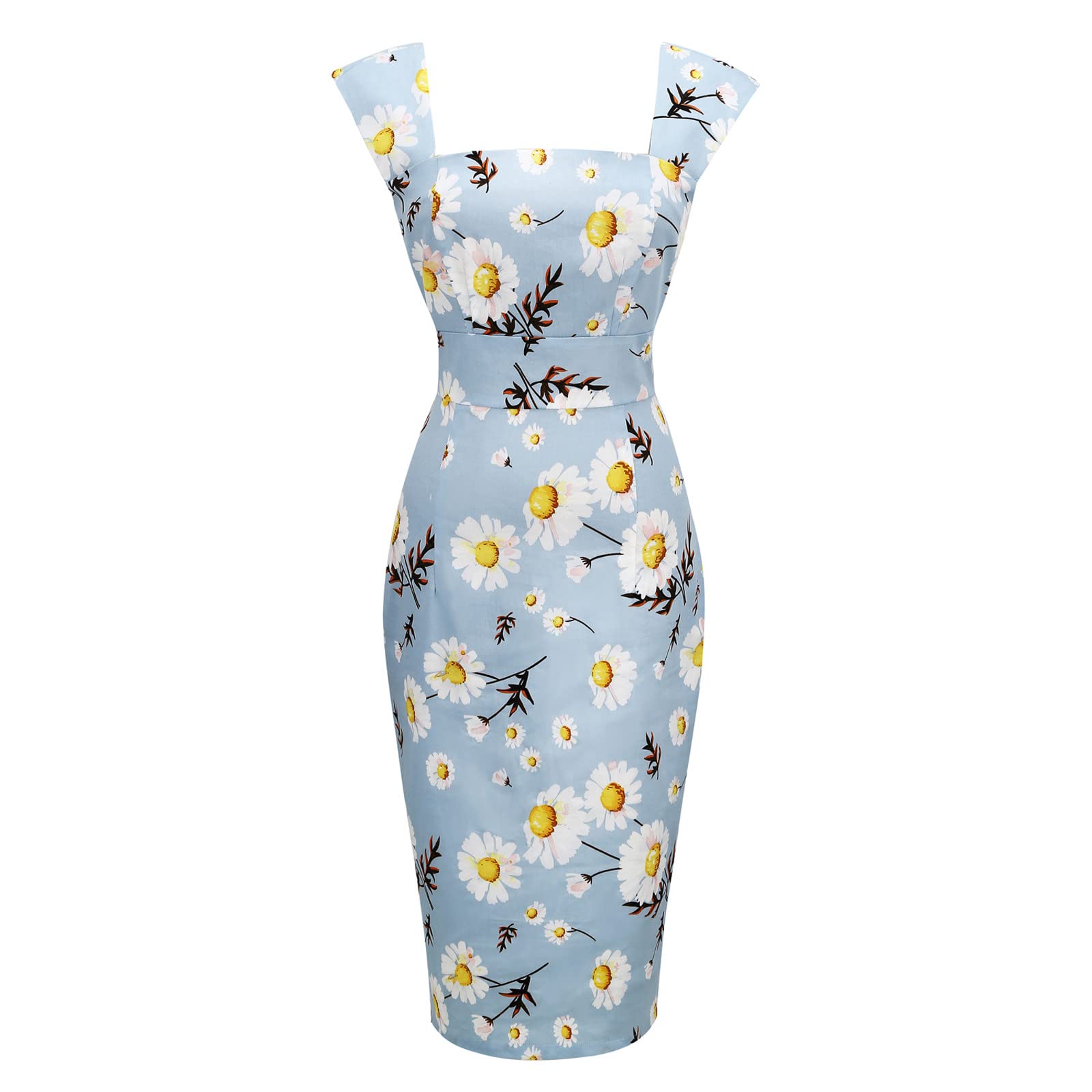 Floral Print Open Back Bodycon Dress for Women - Sleeveless Pencil Dress Summer Slim Fit Party Midi Dress - Perfect for Evening Events, Date Nights & Cocktail Parties