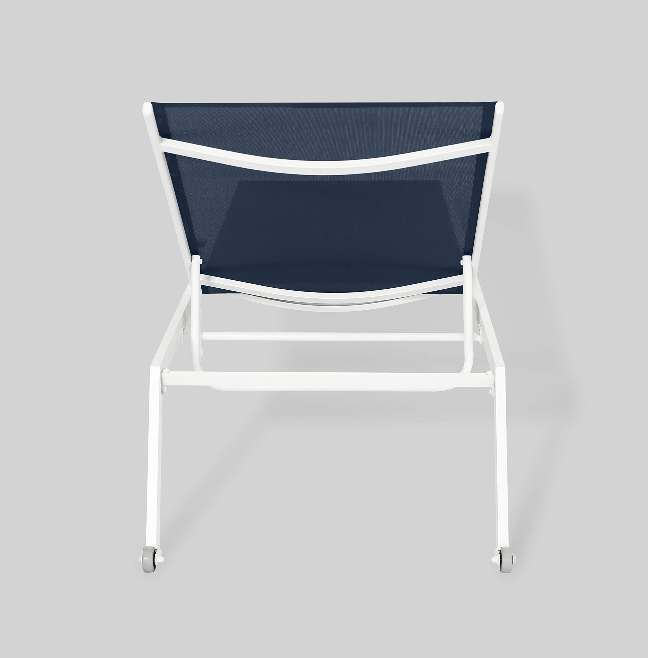 Premium 2-Pack Ostrich Outdoor Princeton Patio Chaise Lounges - 5-Position Adjustable Recliner Sunbathing Chairs for Backyard, Poolside, Beach & Garden - Weather-Resistant White & Navy Blue Lounge Furniture Set (Perfect for Relaxing, Sunbathing & Outdoor Entertaining)