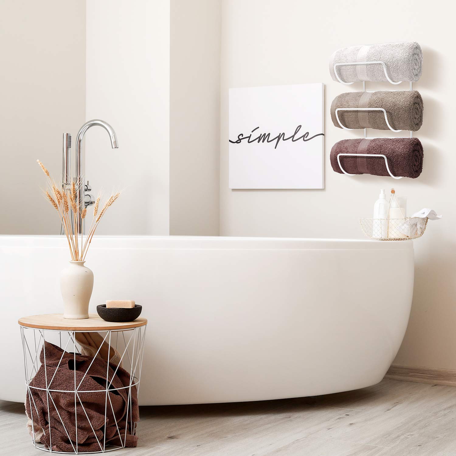 Sorbus 6-Tier Wall Mounted Towel Rack - Space Saving Bathroom Organizer for Rolled Towels, Washcloths & Linens - White Hanging Shelf for Bathroom, Spa, Salon - Perfect for Small Spaces & Luxury Bathroom Decor