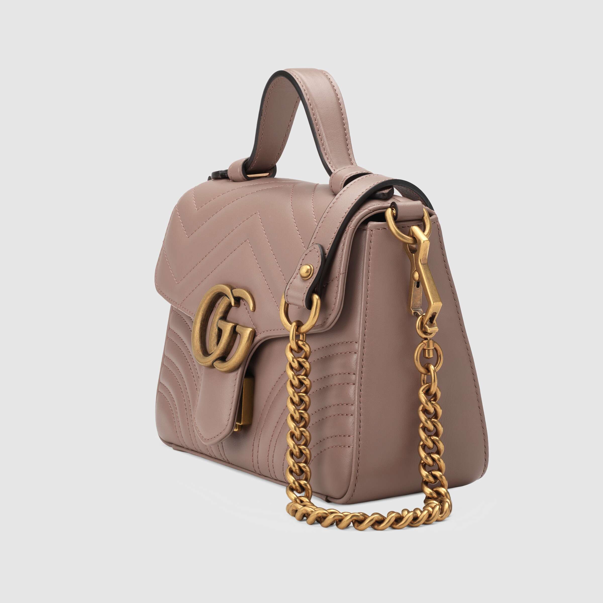 Gucci GG Marmont Mini Top Handle Bag in Dusty Pink | Luxury Crossbody Purse for Women | Perfect for Date Night, Parties & Everyday Use