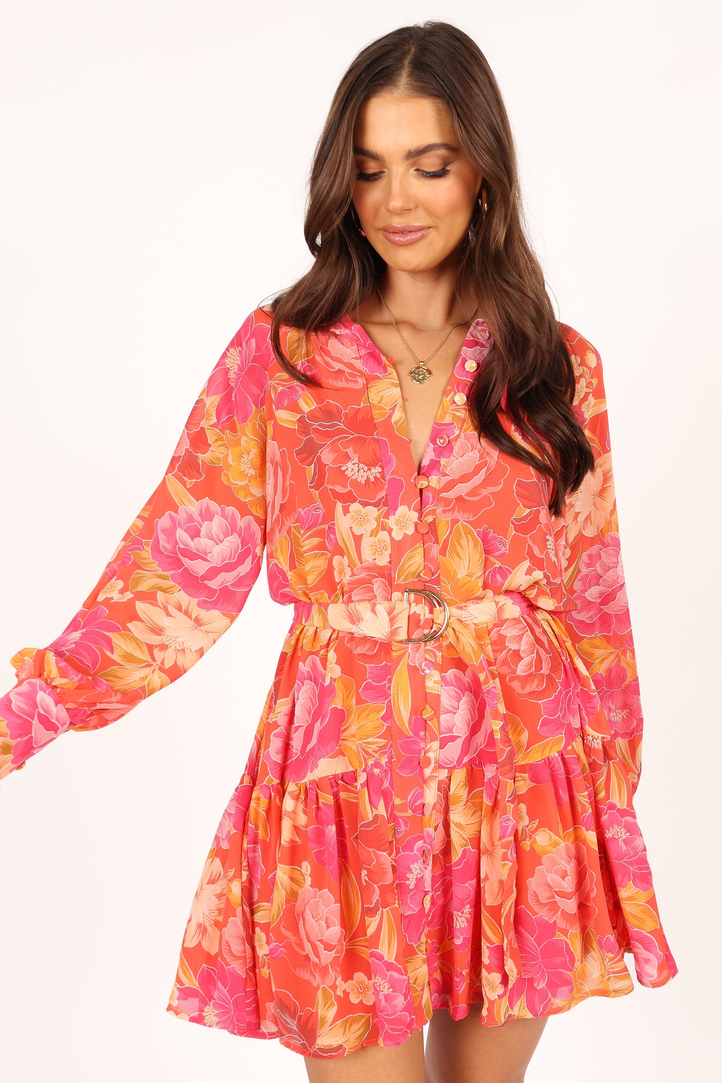 Bianca Long Sleeve Mini Dress for Women - Flirty Pink Party Dress, Bodycon Cocktail Dress with Ruffles | Perfect for Date Night, Club Wear & Special Occasions