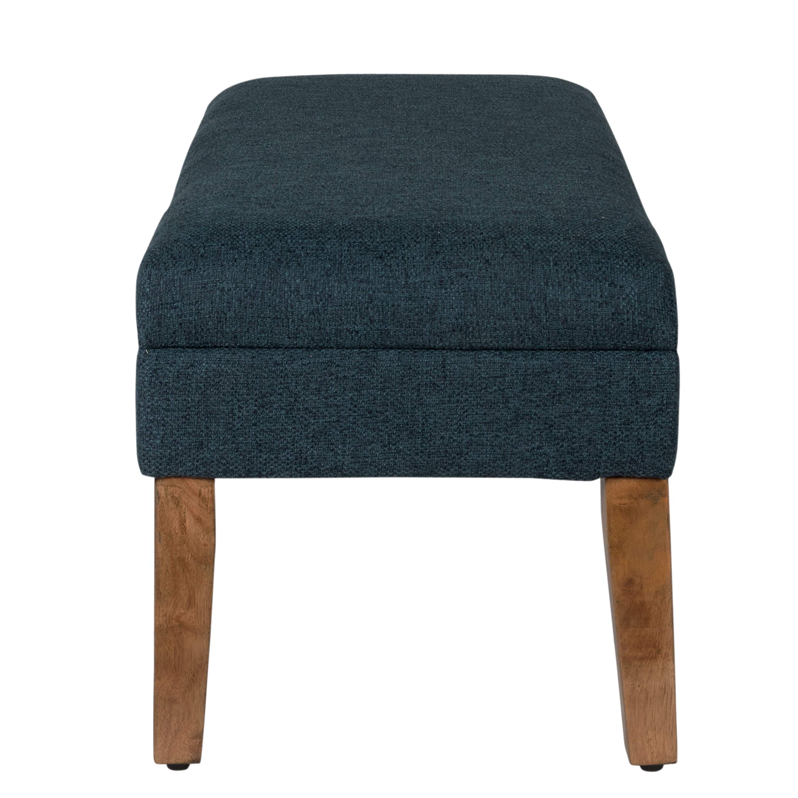 Homepop Upholstered Storage Ottoman Bench - Navy Woven Textured Decorative Furniture for Living Room & Bedroom | Multi-Functional Seat with Hidden Storage | Perfect for Extra Seating, Footrest & Home Organization