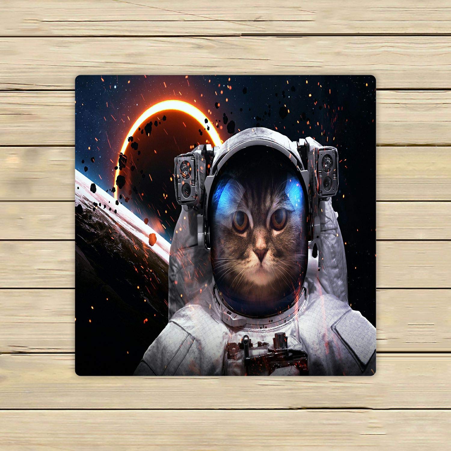 Brave Cat Astronaut Spacewalk Towels - 13x13 Inch Soft Absorbent Microfiber Beach, Bath, Pool & Travel Towel for Kids & Adults - Perfect for Swimming, Gym, Spa & Outdoor Adventures