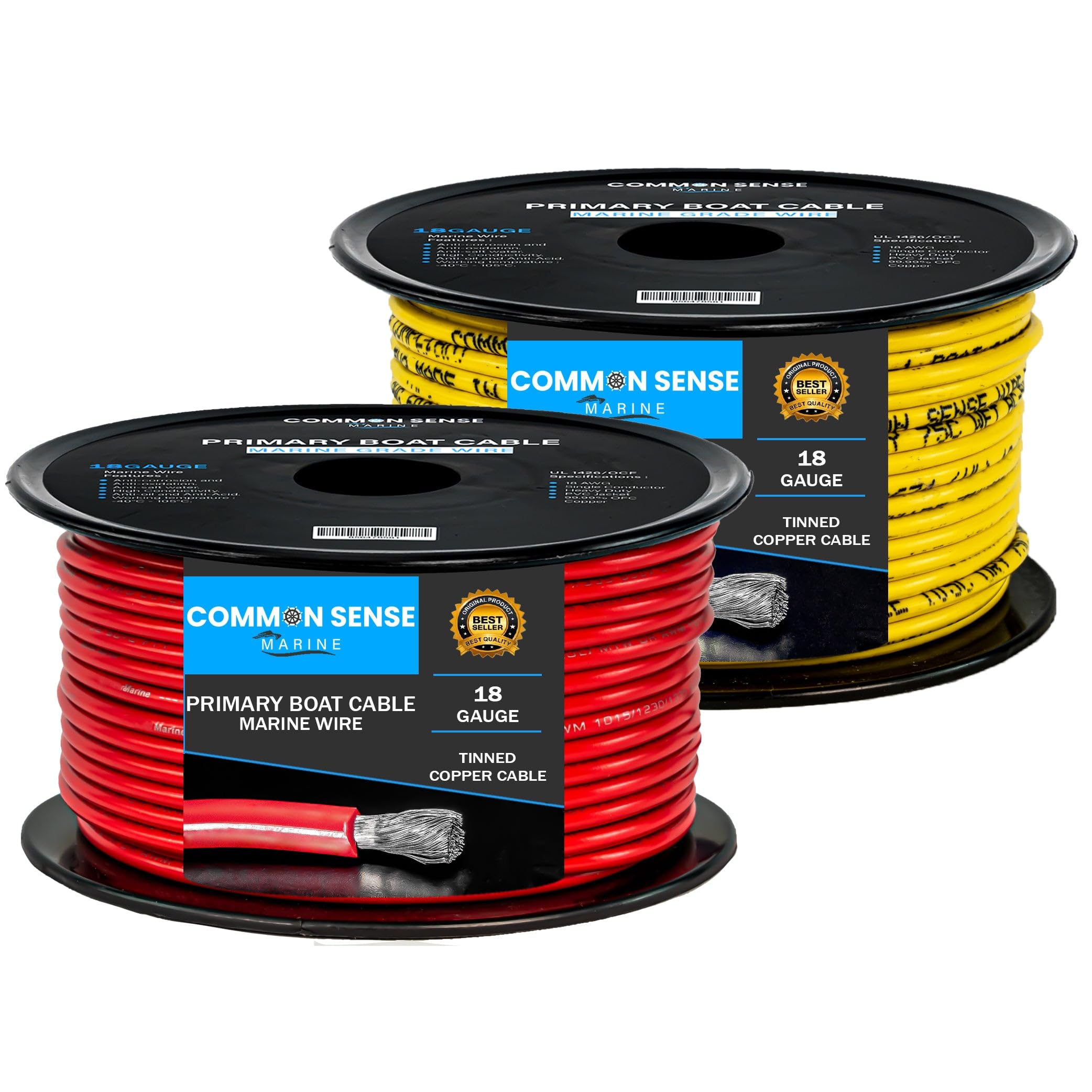 18 Gauge Primary Boat Cable - 1000 ft Marine Grade Tinned Oxygen-Free Copper Wire - 18 AWG UL 1426 Standard PVC Wire for Boat, Automotive, Speakers, Camper & Trailers - Perfect for Marine Electrical Systems, RV Wiring, and Audio Installations