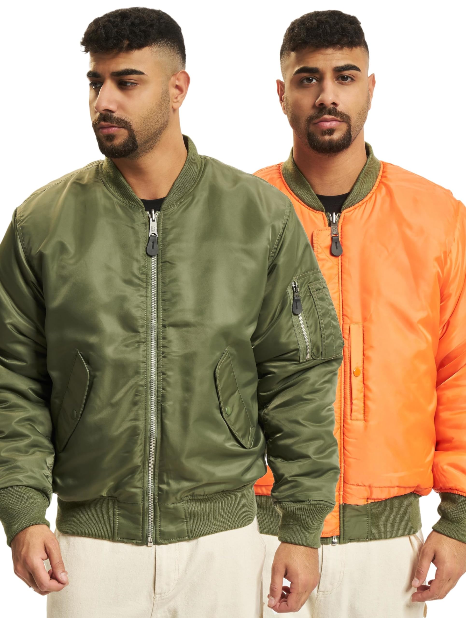 Brandit Men's MA-1 Bomber Jacket - Olive Green Military Flight Jacket for Men | Lightweight, Water-Resistant | Casual Wear, Street Style, Outdoor Adventures