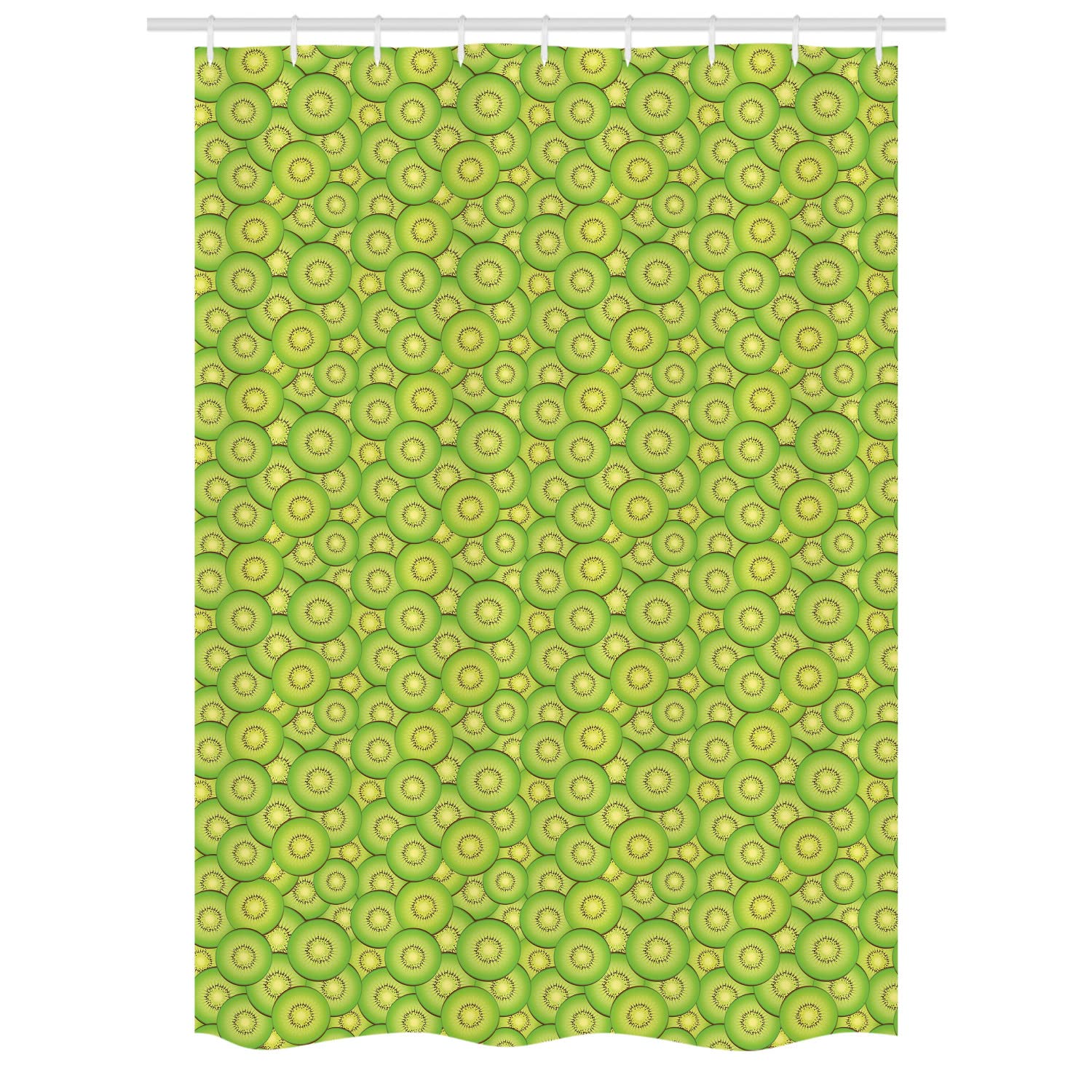 Ambesonne Kiwi Stall Shower Curtain - Exotic Fruit Slices Continuous Pattern Bathroom Decor, 54x78 Inch Lime Green & Pastel Yellow Fabric Set with Hooks - Perfect for Tropical Themed Bathrooms, Spa Retreats & Vibrant Home Decor
