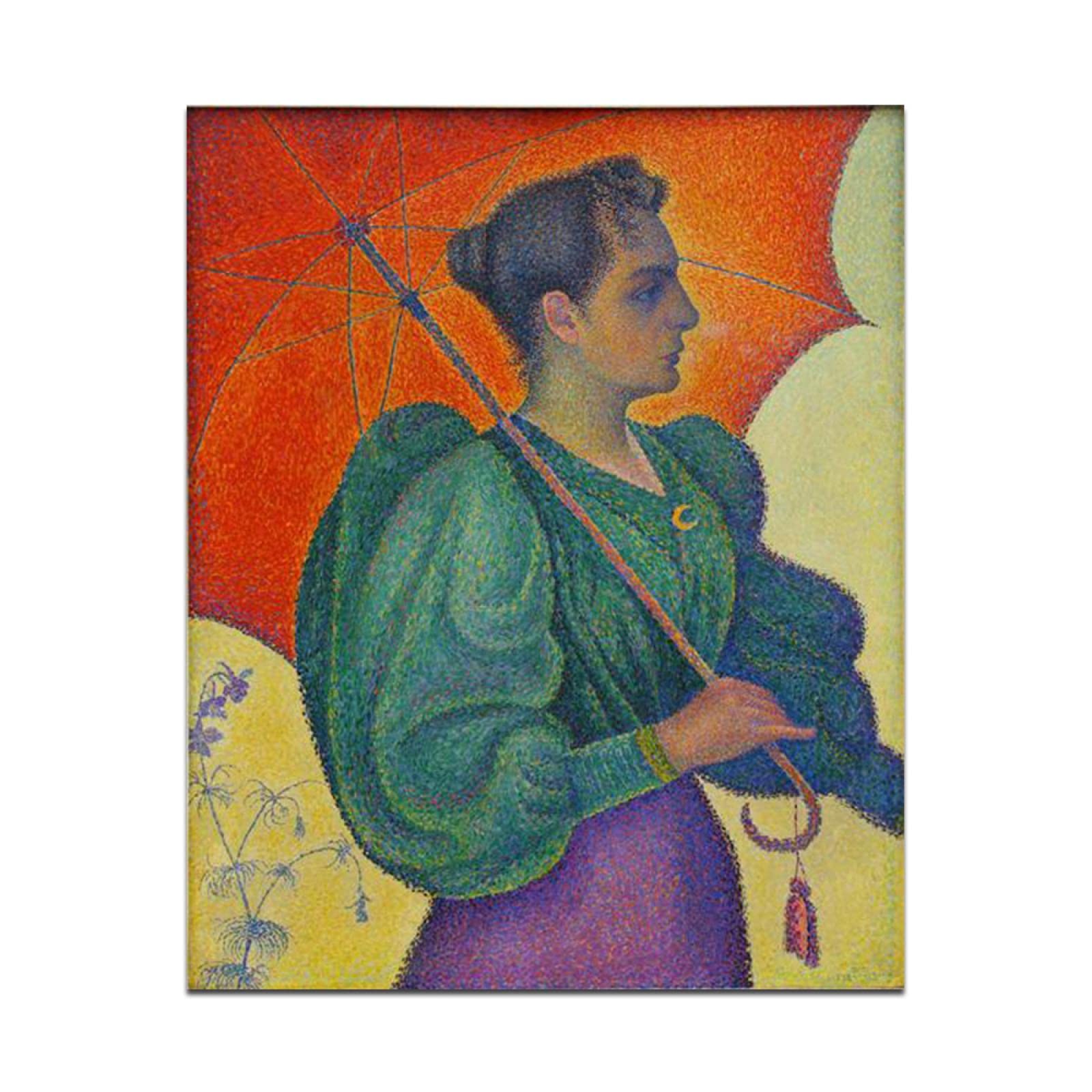 Paul Signac Woman with a Parasol Oil Painting Reproduction - Premium Framed Canvas Print Wall Art (24x30 Inches) - Elegant Living Room Decor, Bedroom Artwork & Office Decoration
