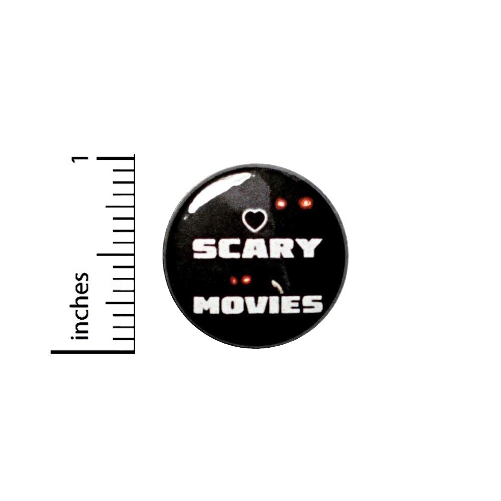 Horror Movie Fan Pinback Button - 1 Inch Scary Film Enthusiast Badge for Backpacks, Jackets & Accessories | Perfect for Halloween Costumes, Conventions & Horror Theme Parties