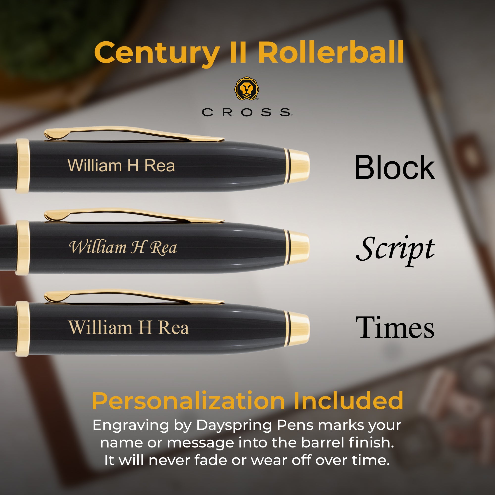 Cross Century II Rollerball Pen - Premium Black Lacquer Finish | Elegant Writing Instrument for Office, Business & Gift Giving