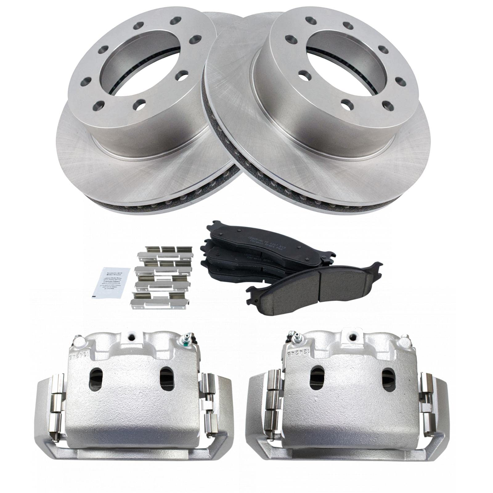 TRQ Front Brake Pad and Rotor Kit - Ceramic Vented Brake Pads & Rotors - Compatible with 2006-2008 Dodge Ram 1500, 2003-2008 Ram 2500/3500 - Perfect for Smooth Stopping & Heavy-Duty Towing
