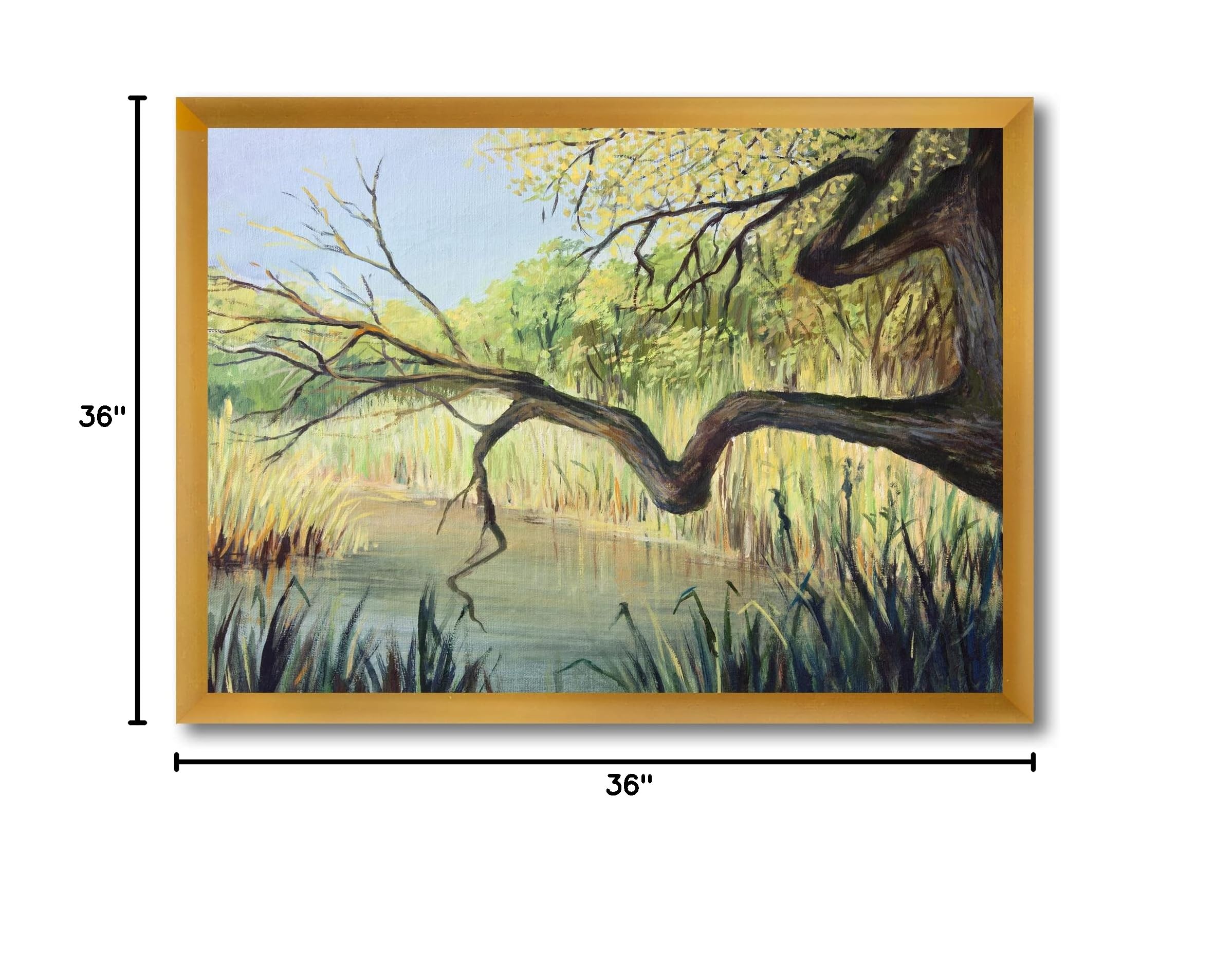 DesignQ The Lake of Silence Lake House Framed Wall Art - Serene Landscape Painting for Living Room, Bedroom & Office Decor - Perfect Gift for Nature Lovers