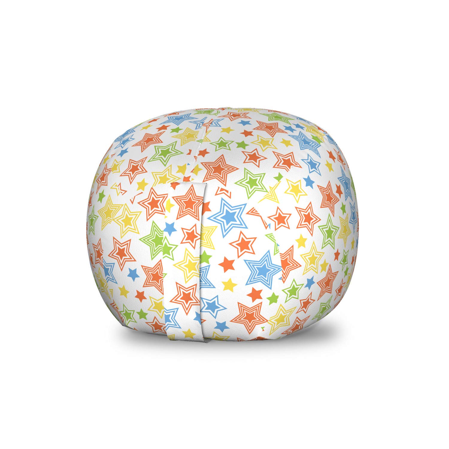 Ambesonne Colorful Star Motif Storage Toy Bag Chair - Washable Stuffed Animal Organizer for Kids Bedroom, Playroom & Nursery - Small Size Multicolor