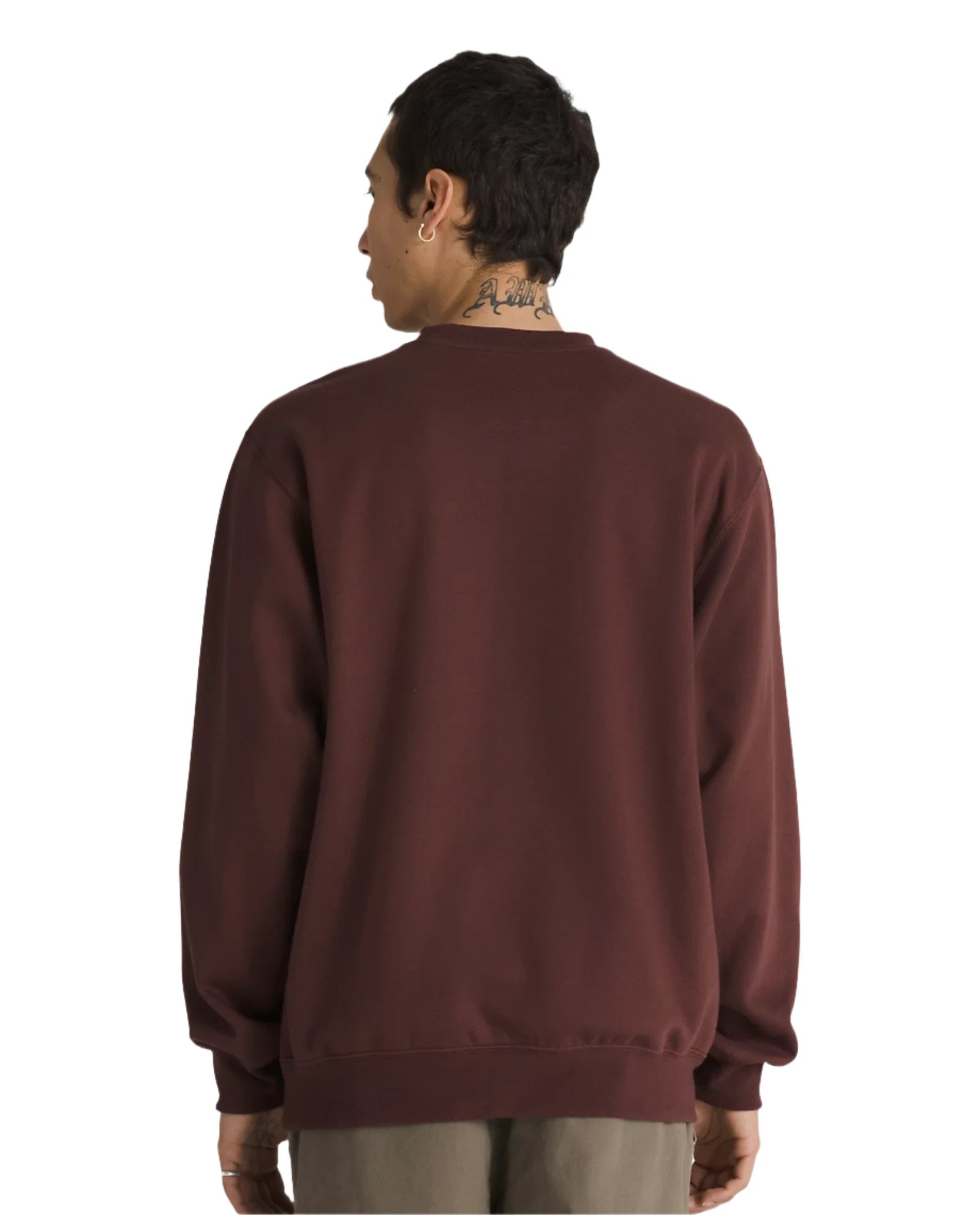 VANS Style Guy Loose Crewneck Sweater for Men - Bitter Chocolate Color | Casual Pullover Knit Sweatshirt for Streetwear & Everyday Comfort
