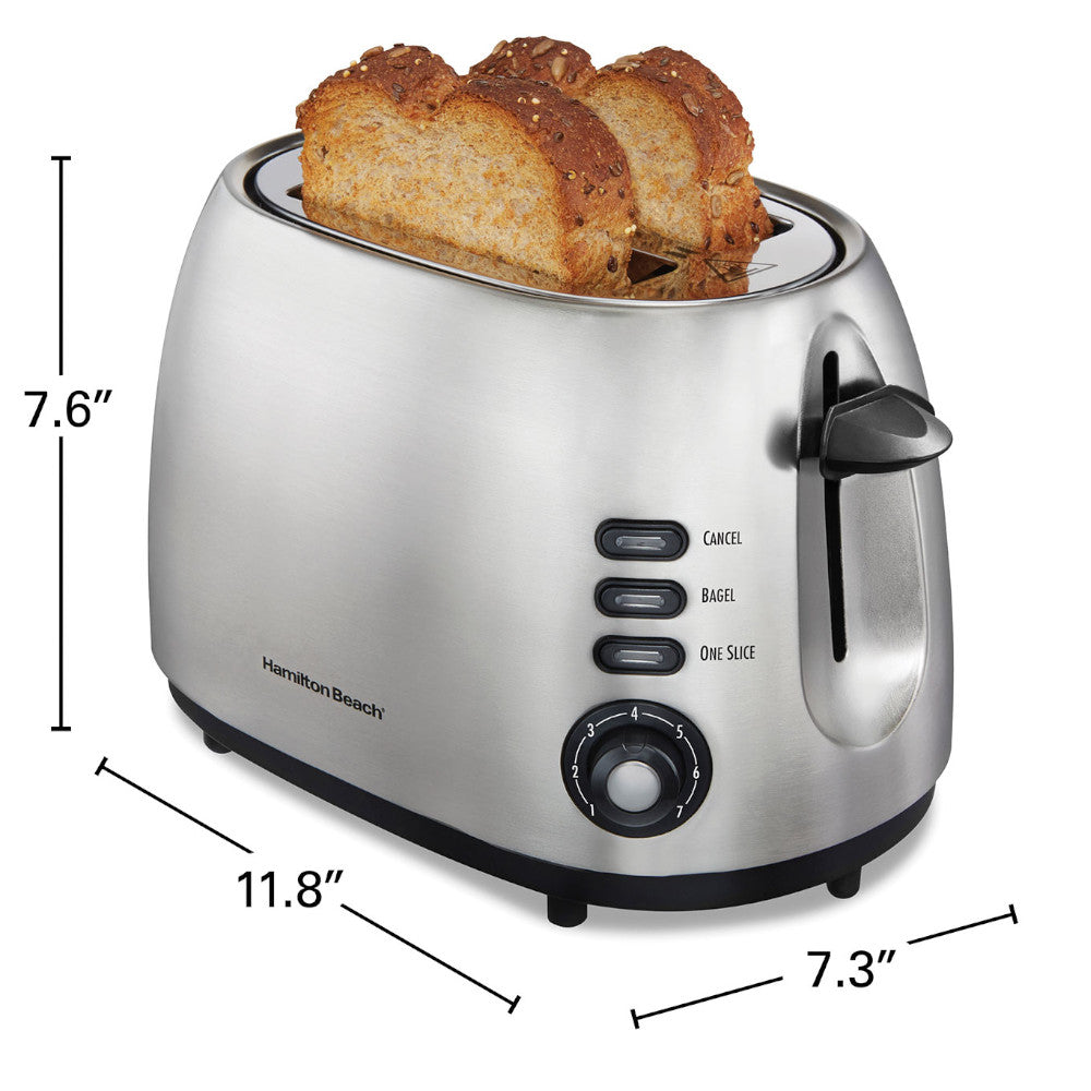 Hamilton Beach 22220 2-Slice Toaster with Sure Toast Technology - Stainless Steel Design for Even Browning - Perfect for Breakfast, Dorms, Offices & Small Kitchens