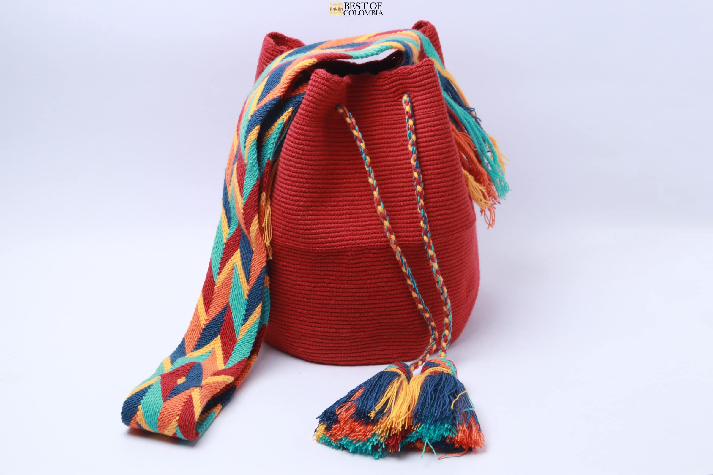 Authentic Red Wayuu Mochila Bag - Large Handwoven Crochet Crossbody Purse for Women - Perfect for Travel, Beach & Everyday Use