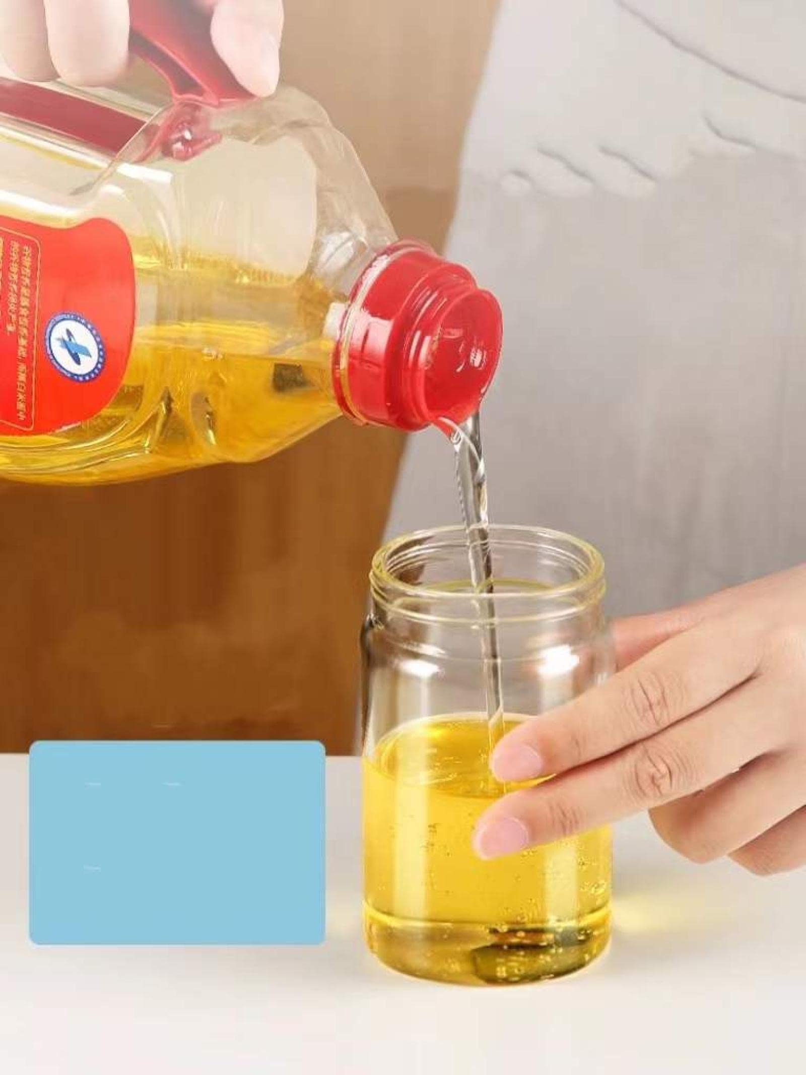 Premium Oil and Vinegar Dispenser Set - 2 Pack Glass Bottles with Pour Spouts & Wood Stand - Elegant Pink Kitchen Accessories for Salad Dressing, Cooking Oil & Balsamic Vinegar - Perfect for Home, Restaurant & Gift Giving