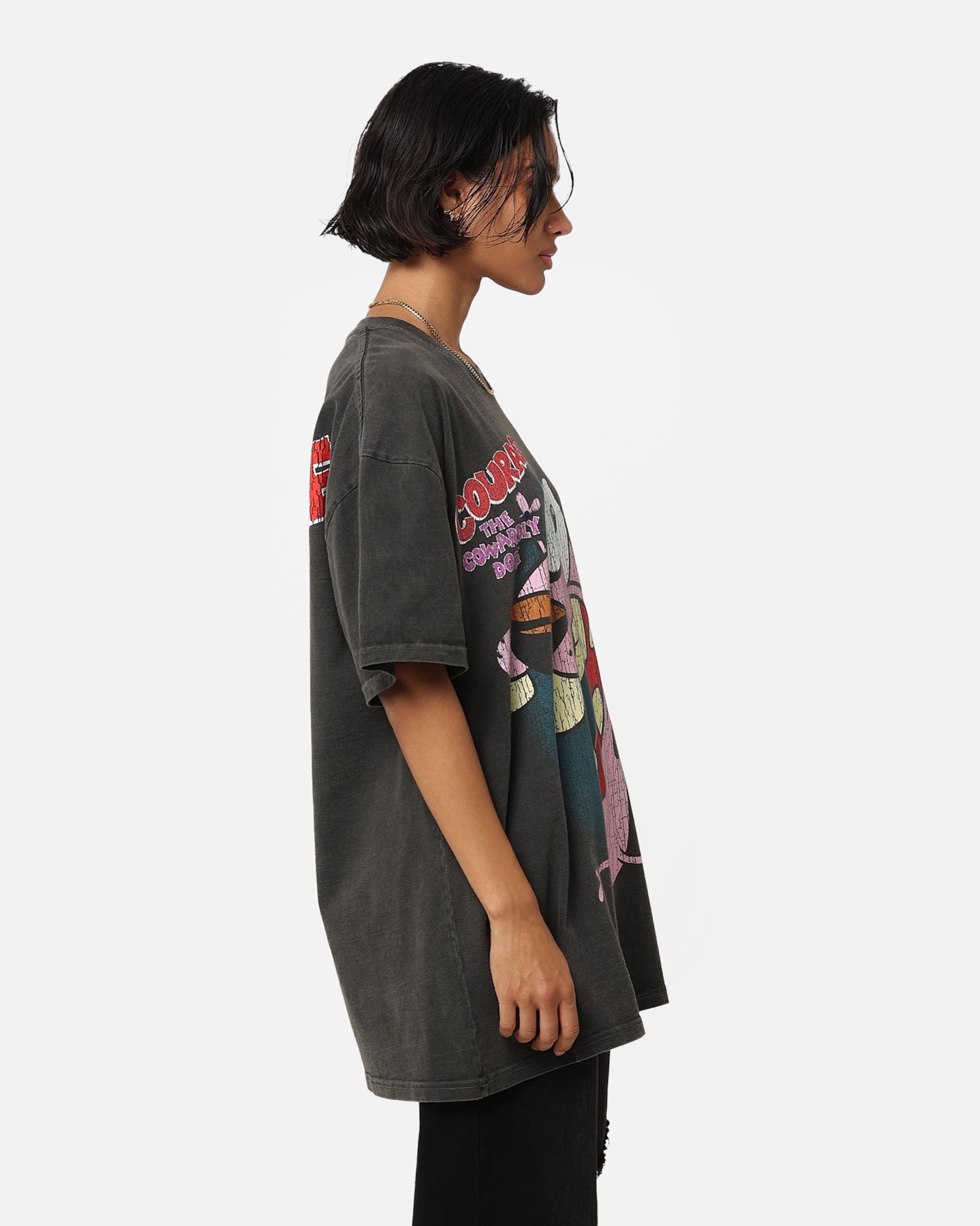 Cartoon Network Courage The Cowardly Dog Heavyweight T-Shirt - Black Wash | Vintage American Thrift Style | Perfect for Casual Wear, Cosplay & Fan Gifts