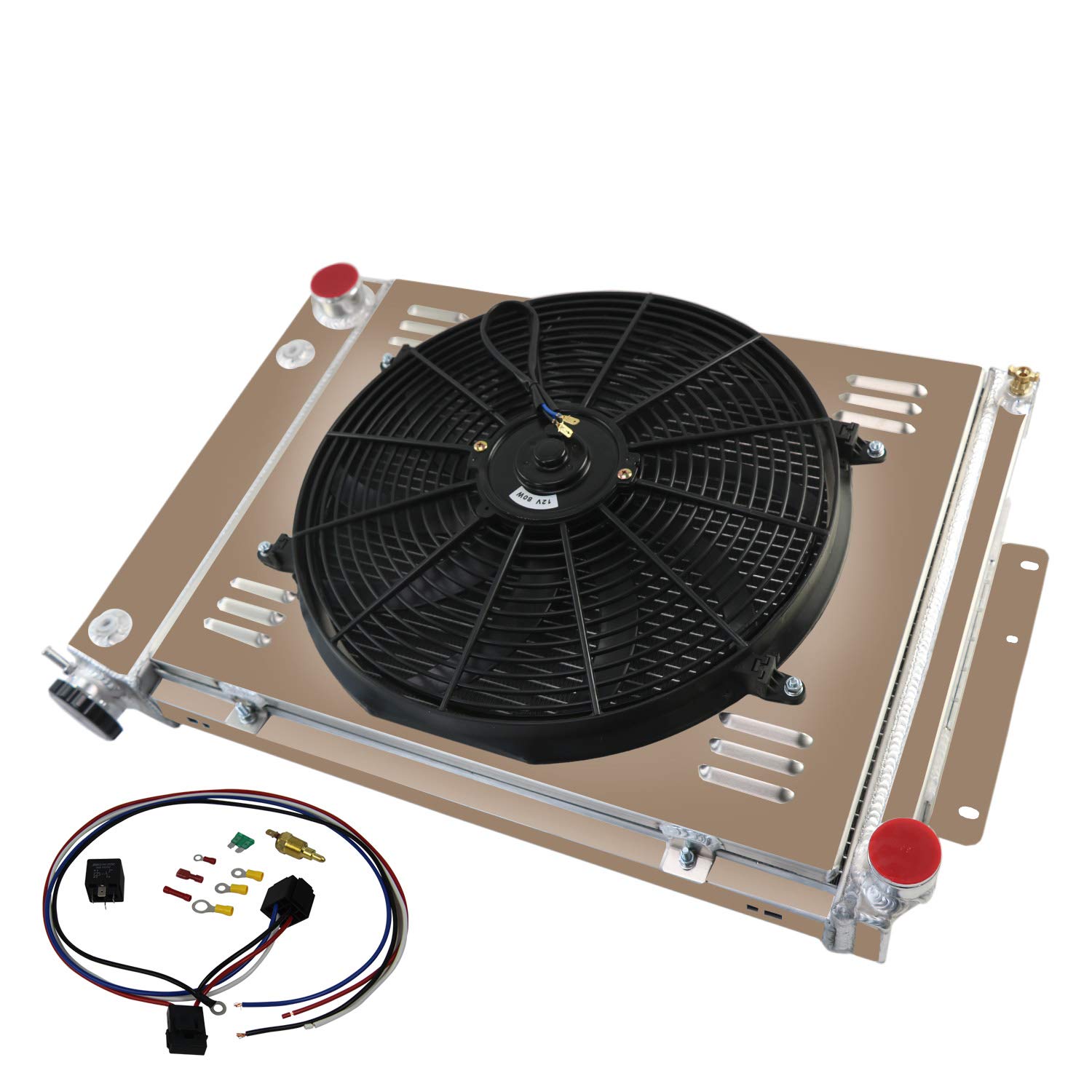 ECMRAD 3 Row Aluminum Radiator Shroud Fan for 1967-1969 Chevy Camaro Small Block Z28, Pontiac Firebird & Trans Am - 21