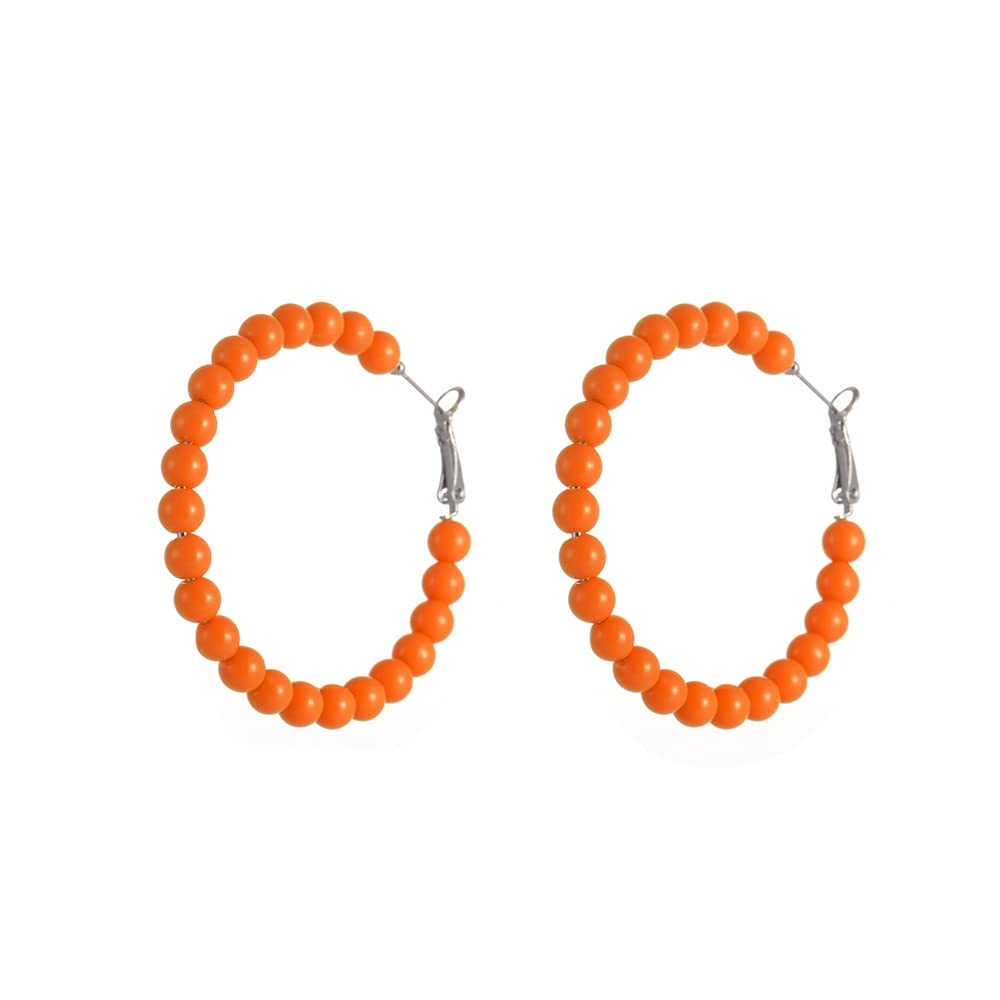 Boho Geometric Acrylic Beaded Hoop Earrings for Women - Handmade Circle Dangle Stud Earrings | Perfect for Casual Wear, Parties & Gifts