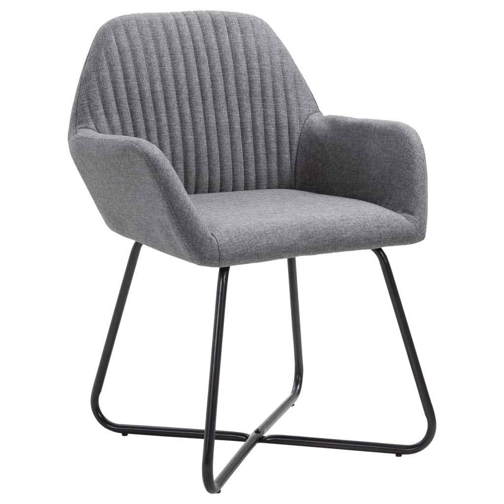 SKM Modern Dining Chairs Set of 2 - Dark Gray Fabric Upholstered Kitchen Chairs with Sturdy Metal Legs (Model 9808) - Perfect for Dining Room, Kitchen, Breakfast Nook & Small Space