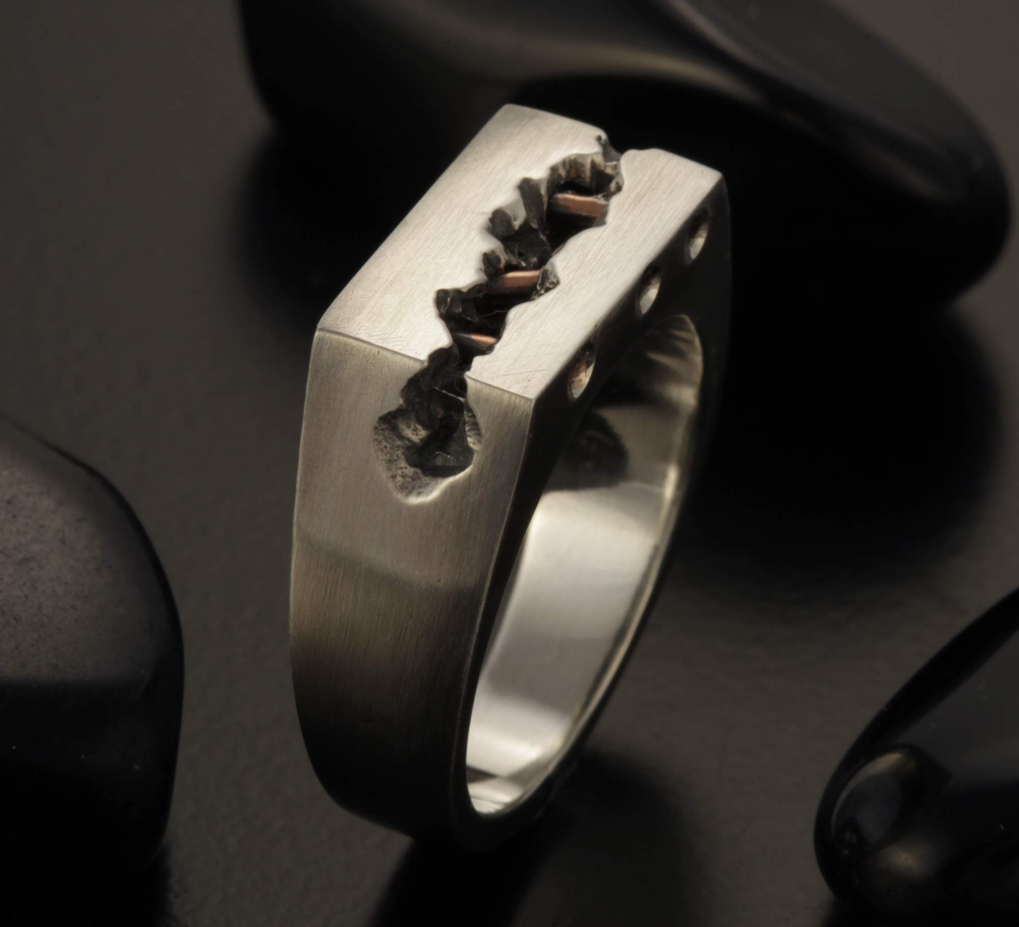 Rustic Men's Wedding Band - 9.5mm Wide Silver Copper Ring for Men (RS-1309) | Durable & Stylish Mens Jewelry Gift for Anniversary, Engagement & Everyday Wear