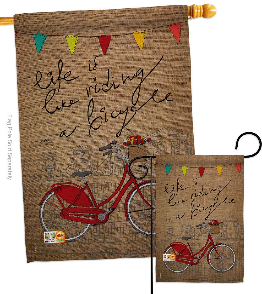 Double-Sided Bicycle Themed Garden House Flags Set - 28x40 Inch USA Made Outdoor Decor for Cycling Enthusiasts | Perfect for Yard, Patio & Sports Events Decoration