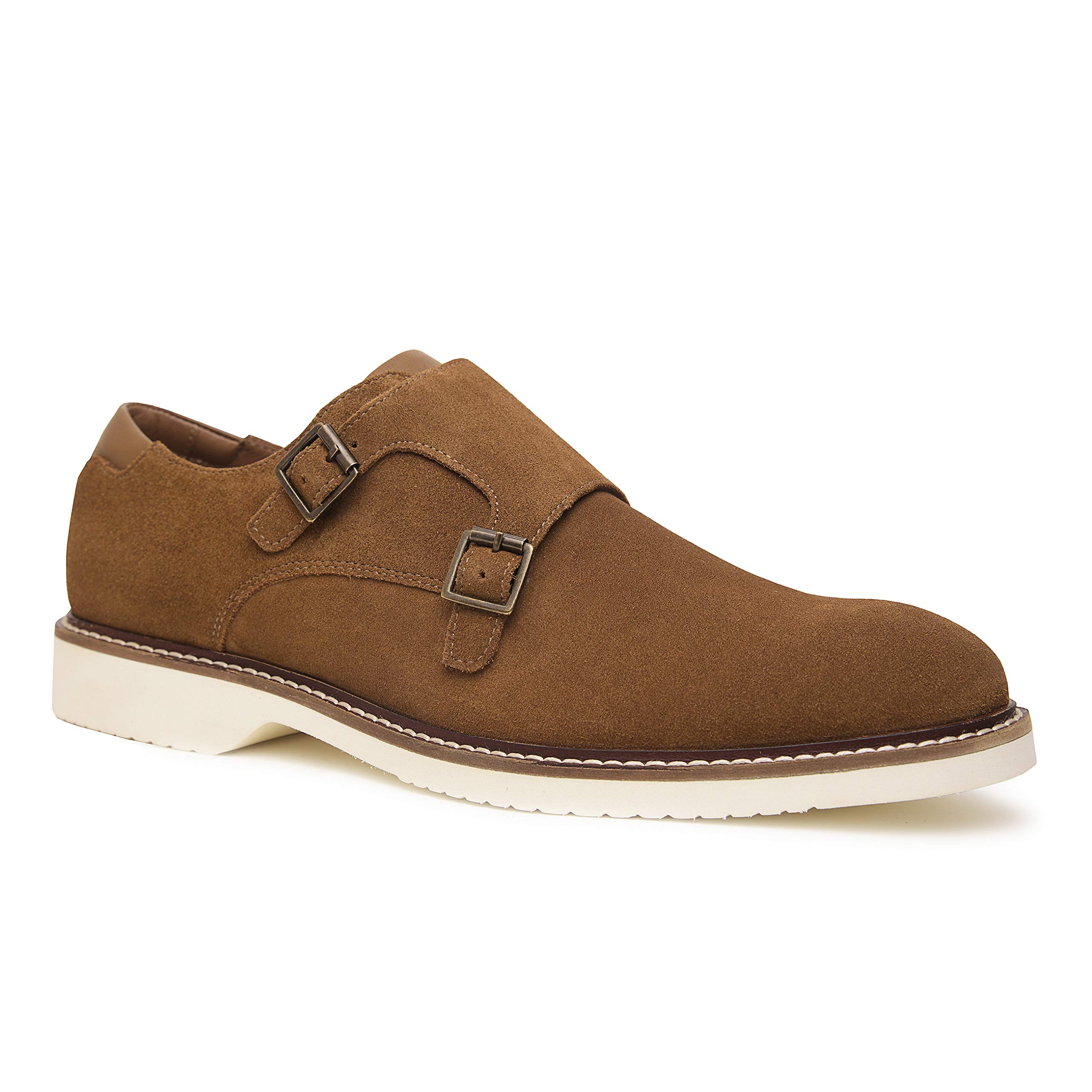 Premium Genuine Leather & Suede Men's Monk Strap Dress Shoes - Handcrafted Luxury Casual Footwear with Lightweight EVA Sole - Perfect for Business, Weddings & Formal Occasions