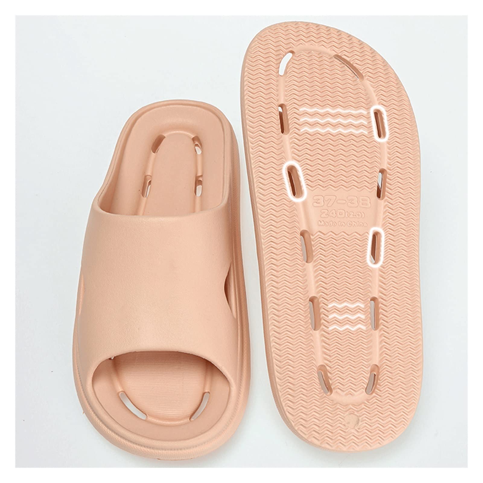 TOMYEUS Quick-Drying Shark Slippers for Women - Soft Sole Open-Toe Shower Sandals with Drainage Holes, Non-Slip Bathroom & Gym Slippers, Comfortable House Slippers for Summer (Pink, Size 37-38) - Perfect for Beach, Pool, Spa & Indoor Use