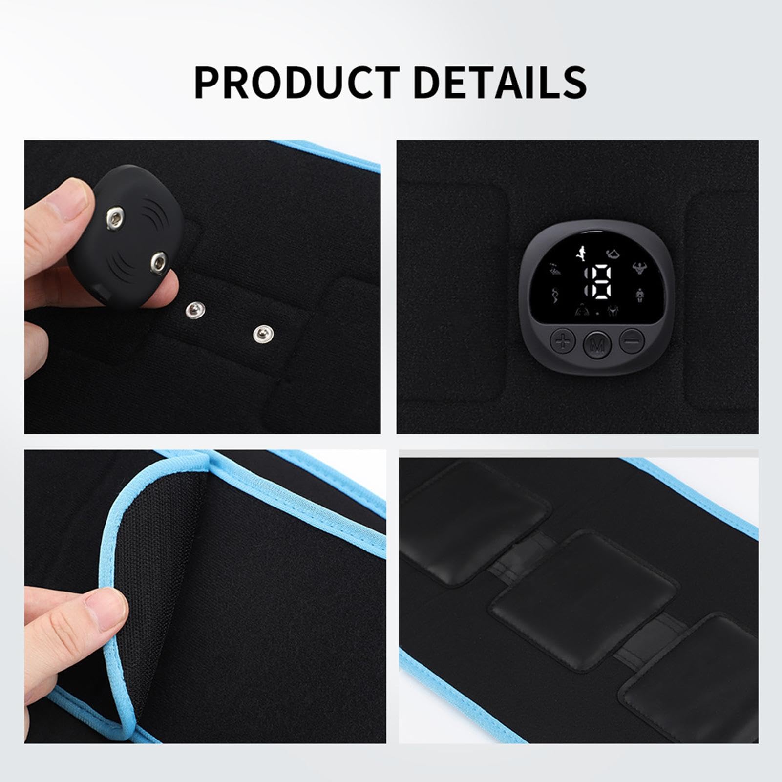Electric Ab Stimulator Belt - 8 Modes & 19 Levels Abdominal Muscle Trainer with Silicone Conductive Pads & Timer, Toning EMS Workout Belt for Core Strength - Perfect for Home Gym, Postpartum Recovery & Fitness Enthusiasts