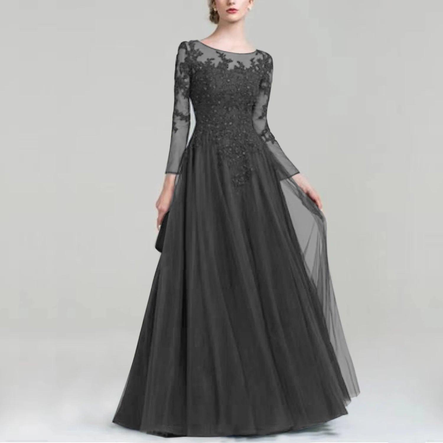 Elegant Tulle Scoop Neck Mother of Bride Dress with Sparkling Sequins - Perfect for Weddings, Formal Events & Special Occasions