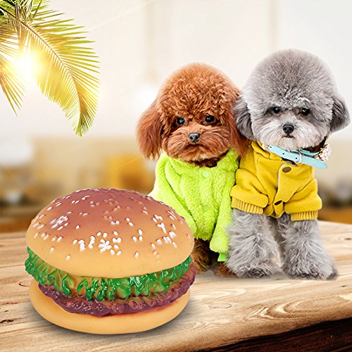 Fdit Pet Hamburger Chew Toys - Squeaky Dog Chew Toy for Puppies & Adult Dogs, Durable Hamburger-Shaped Food Toy with Fun Sound - Perfect for Teething, Playtime & Training