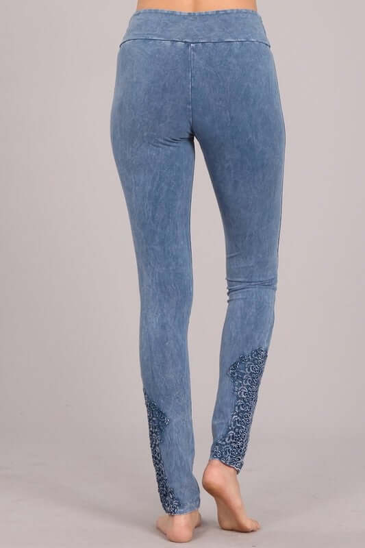 Mineral Washed Jeggings with Crochet Ankle Detail - Made in USA | Comfortable Stretch Denim for Women | Perfect for Casual Wear, Date Nights & Office Outfits