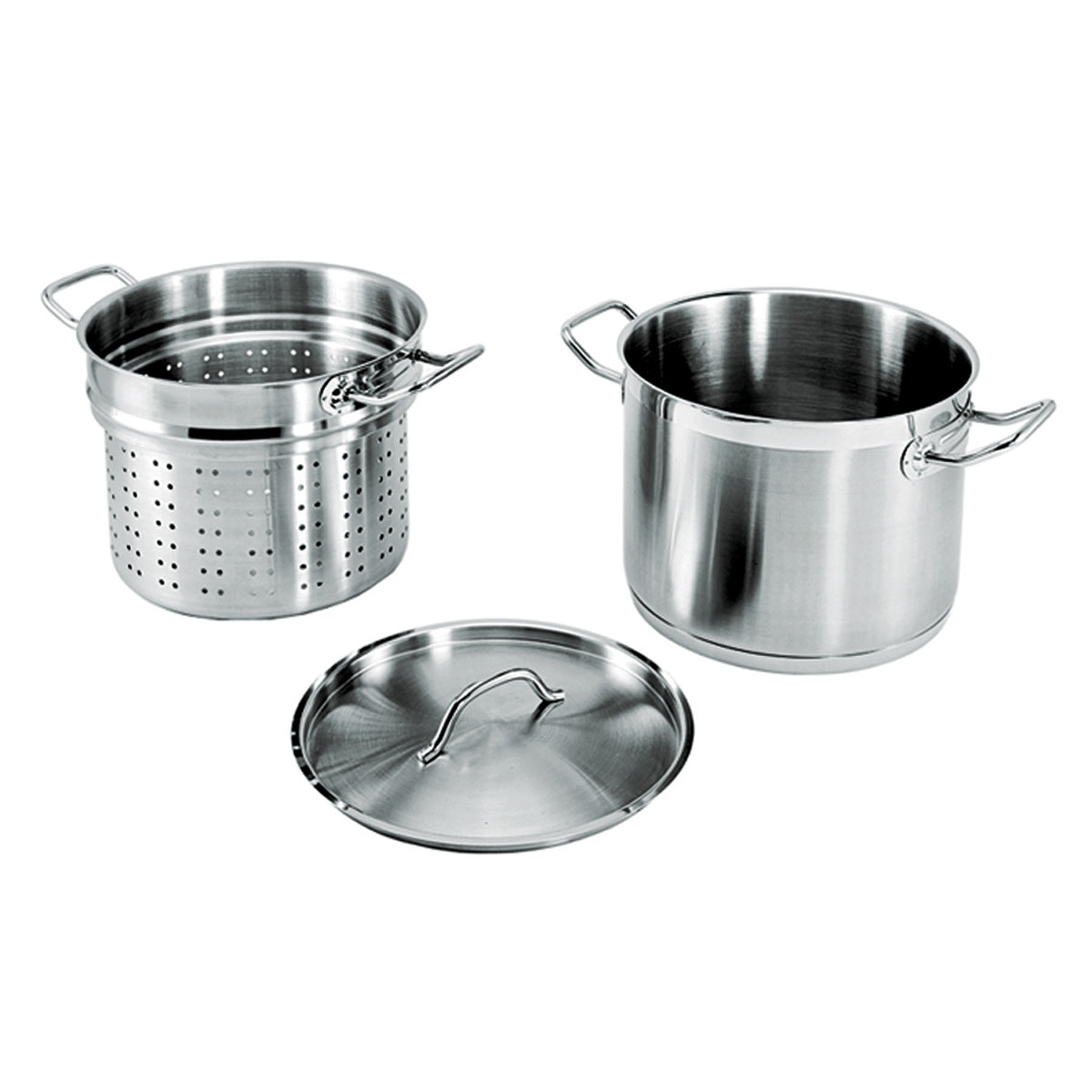3 Piece Stainless Steel 20 Qt. Pasta Cooker Set - Professional Pasta Pot with Strainer Lid & Steamer Basket - Perfect for Cooking Spaghetti, Noodles & Vegetables - Ideal for Home Kitchens & Restaurants