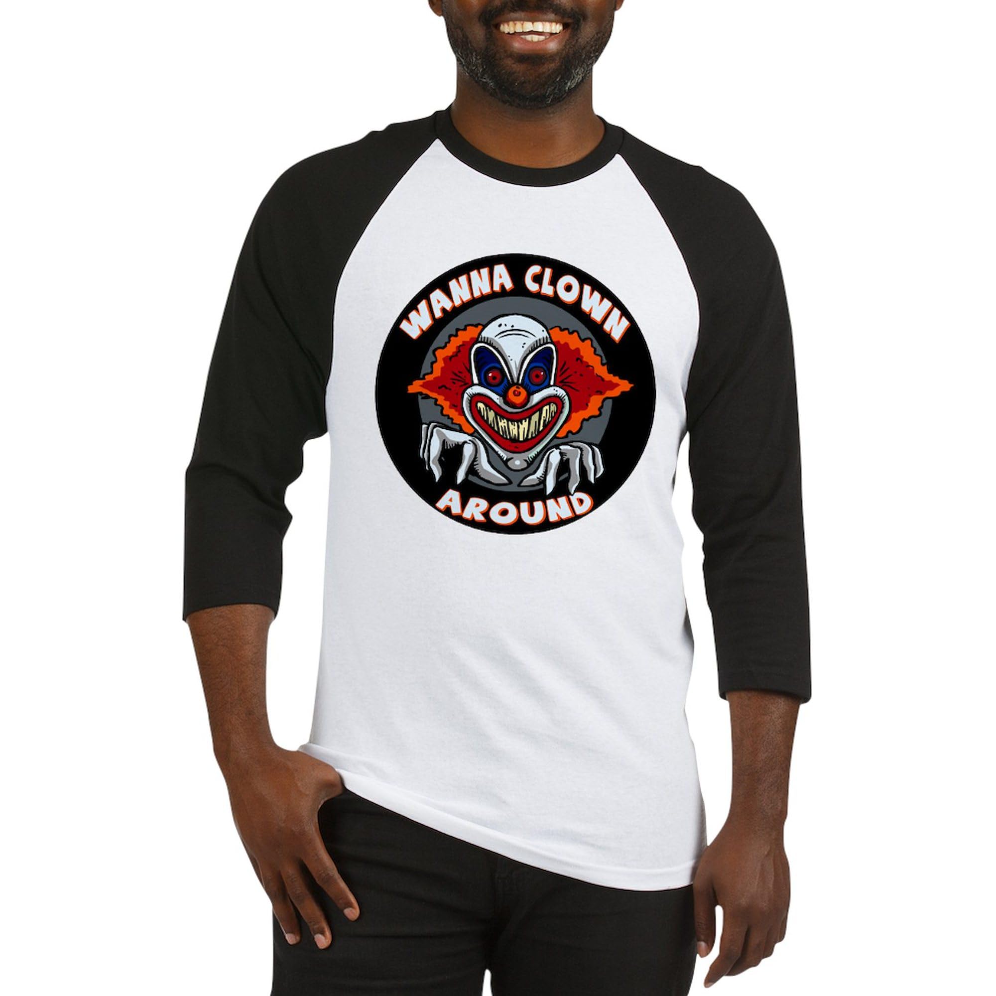 Evil Clown Baseball Jersey for Men - Cotton 3/4 Raglan Sleeve Shirt | Halloween Costume, Cosplay & Baseball Fan Gift