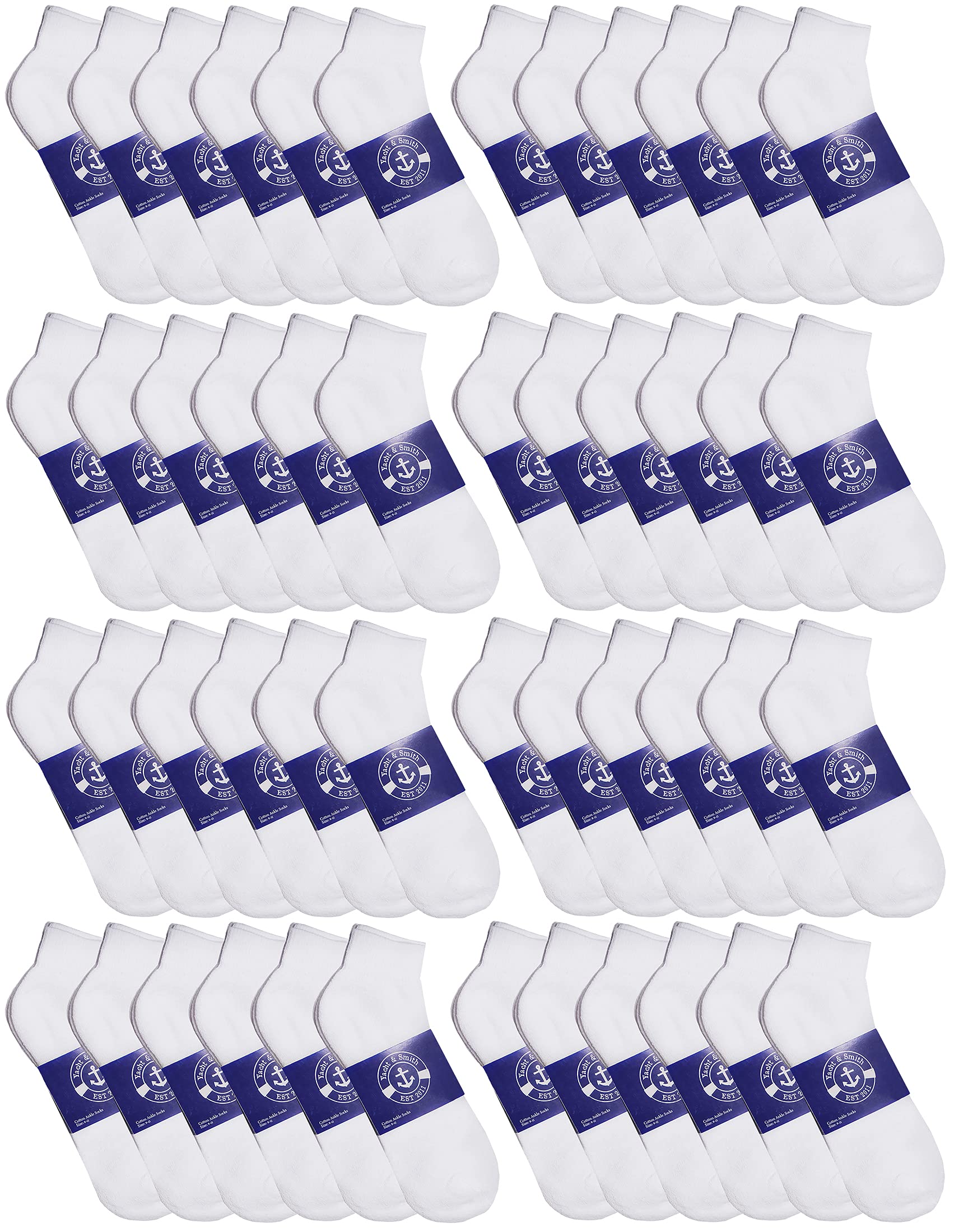 48 Pairs Men's & Women's Cotton Quarter Ankle Socks - Breathable Lightweight Bulk Pack for Everyday Wear, Gym, Work & Donation (Black/White/Gray)