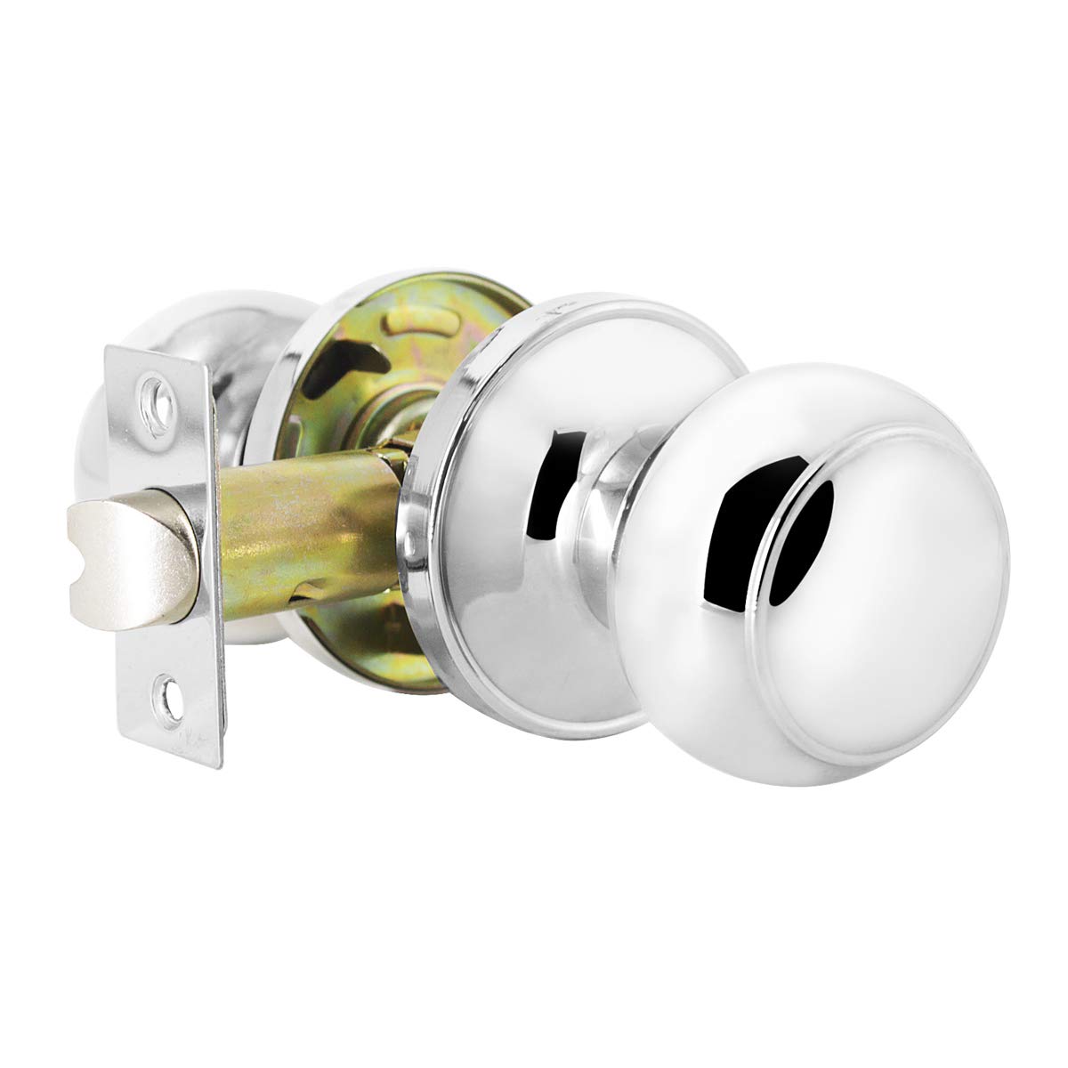 Polished Chrome Keyless Door Knob - Colonial Style for Closet & Hall