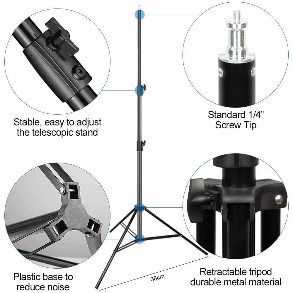 Professional 9.5ft Aluminum Alloy Adjustable Light Stand with Spring Cushion - Heavy Duty Photography Tripod for Speedlights, Ring Lights & Studio Equipment (2 Pack) - Perfect for Photo Studios, YouTube Videos & Portrait Photography
