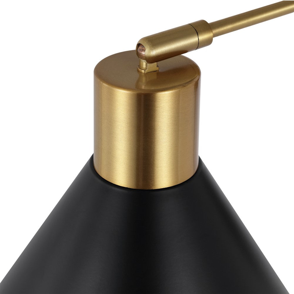 Modern Swing Arm Wall Sconce with USB Charging Port - Midcentury Iron LED Light Fixture for Bedroom, Living Room & Office - Adjustable 20.5