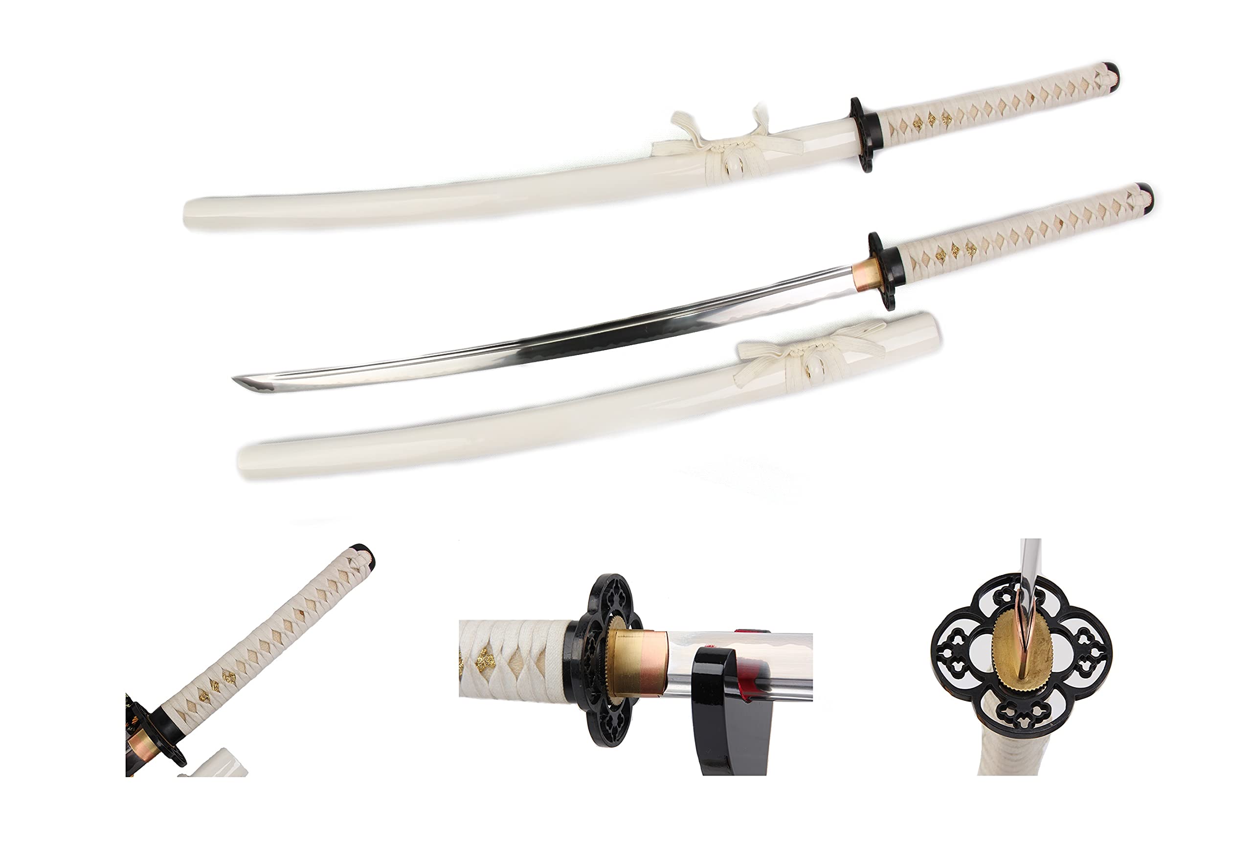 Handmade Samurai Katana Sword - Tactical Snake Eye Design with Wooden Display Stand | Authentic Japanese Sword for Martial Arts, Cosplay & Home Decor
