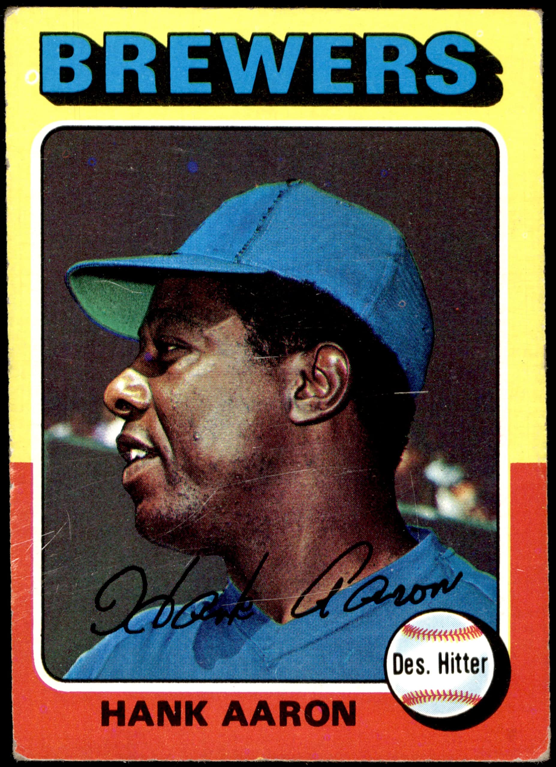 1975 Topps #660 Hank Aaron Milwaukee Brewers Baseball Card - VG Condition - Vintage MLB Collectible for Sports Memorabilia & Fan Display