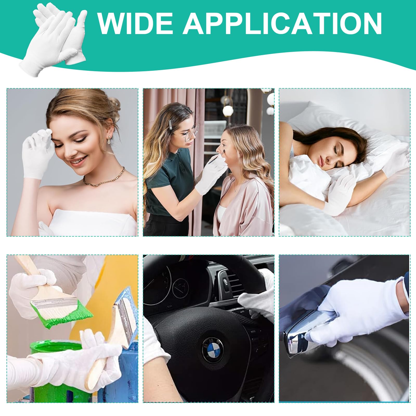 40 Pcs White Cotton Gloves for Eczema & Dry Hands Relief - Moisturizing Gloves for Men & Women (Large Size) - Perfect for Nighttime Skincare & Hand Treatment