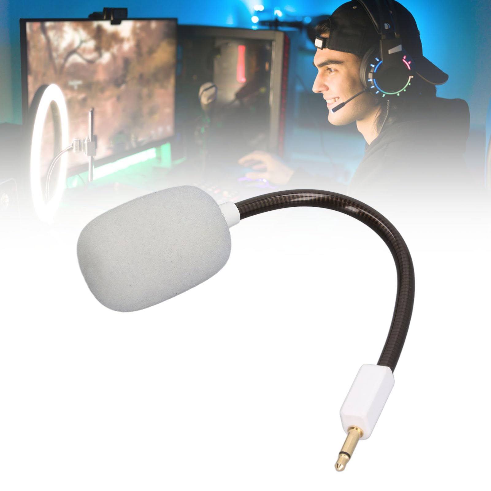 Replacement Microphone for Razer BlackShark V2 & BlackShark V2 Pro Wireless Gaming Headset - 3.5mm Noise Cancelling Boom Mic (White) - Perfect for Gaming, Streaming & Online Meetings