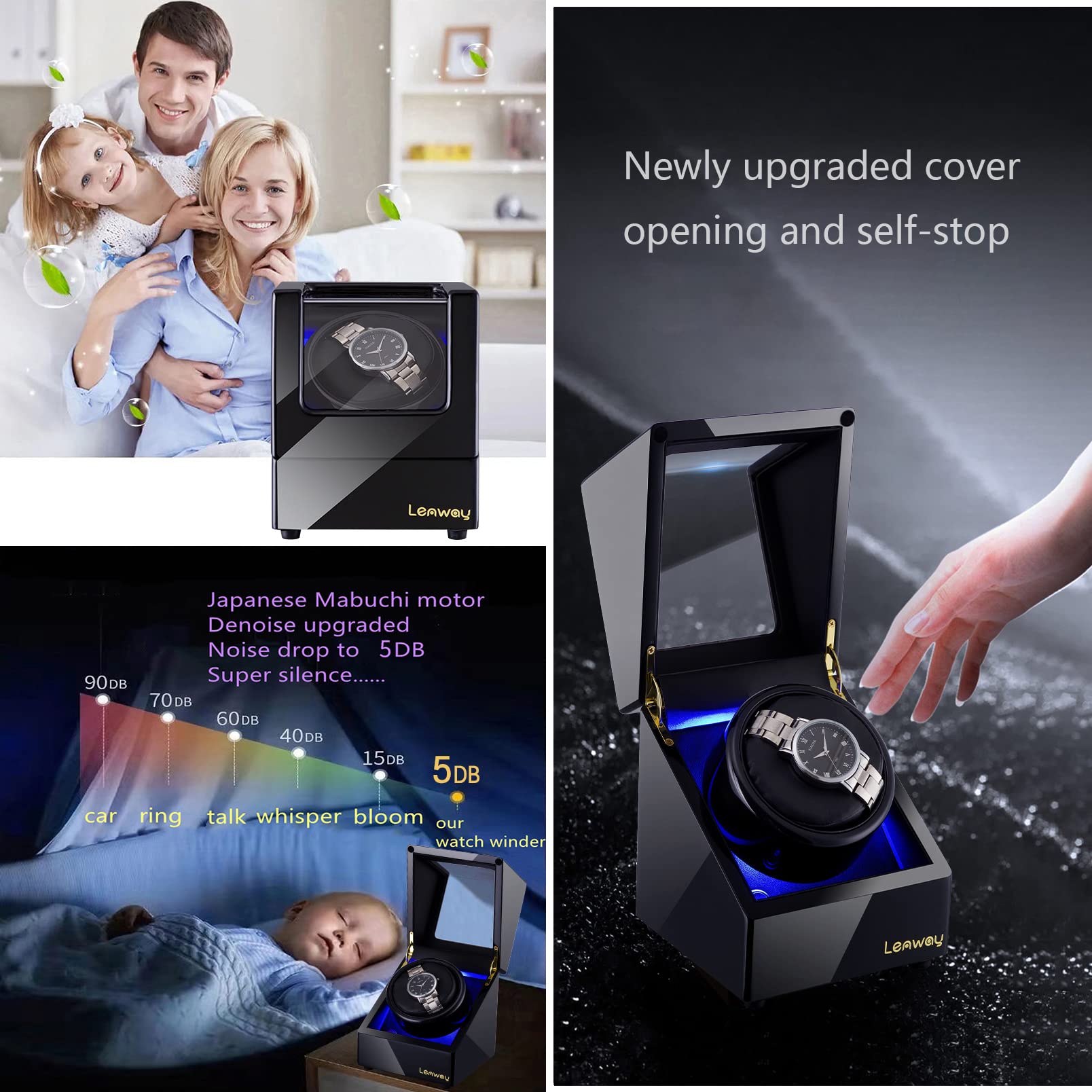 Super Quiet Automatic Watch Winder for Men & Women - Single Watch Rotator with LED Display | Perfect for Rolex, Omega & Luxury Watch Storage | Home, Office & Travel Use